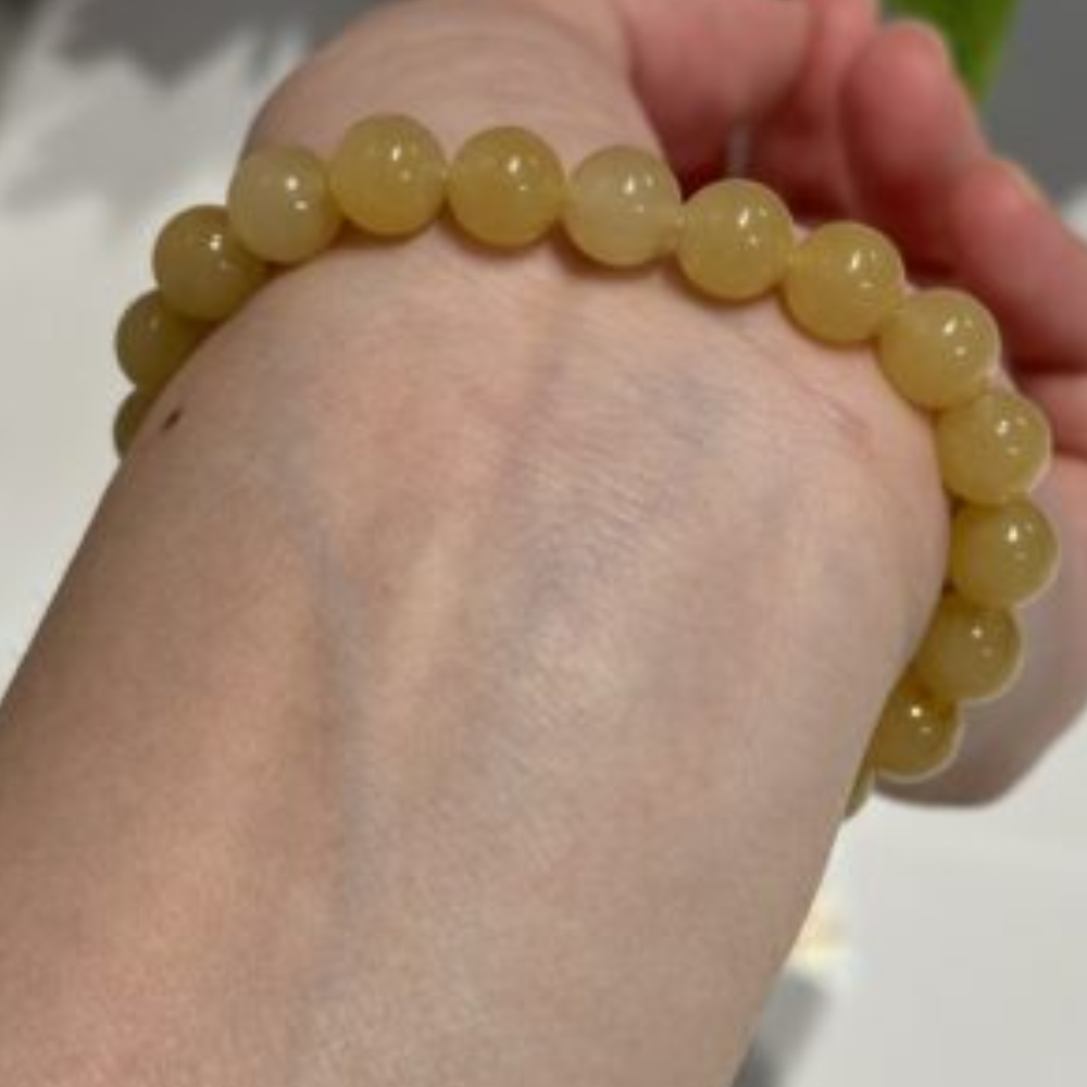 Icy Yellow Round Bead Jadeite Bracelet view 2