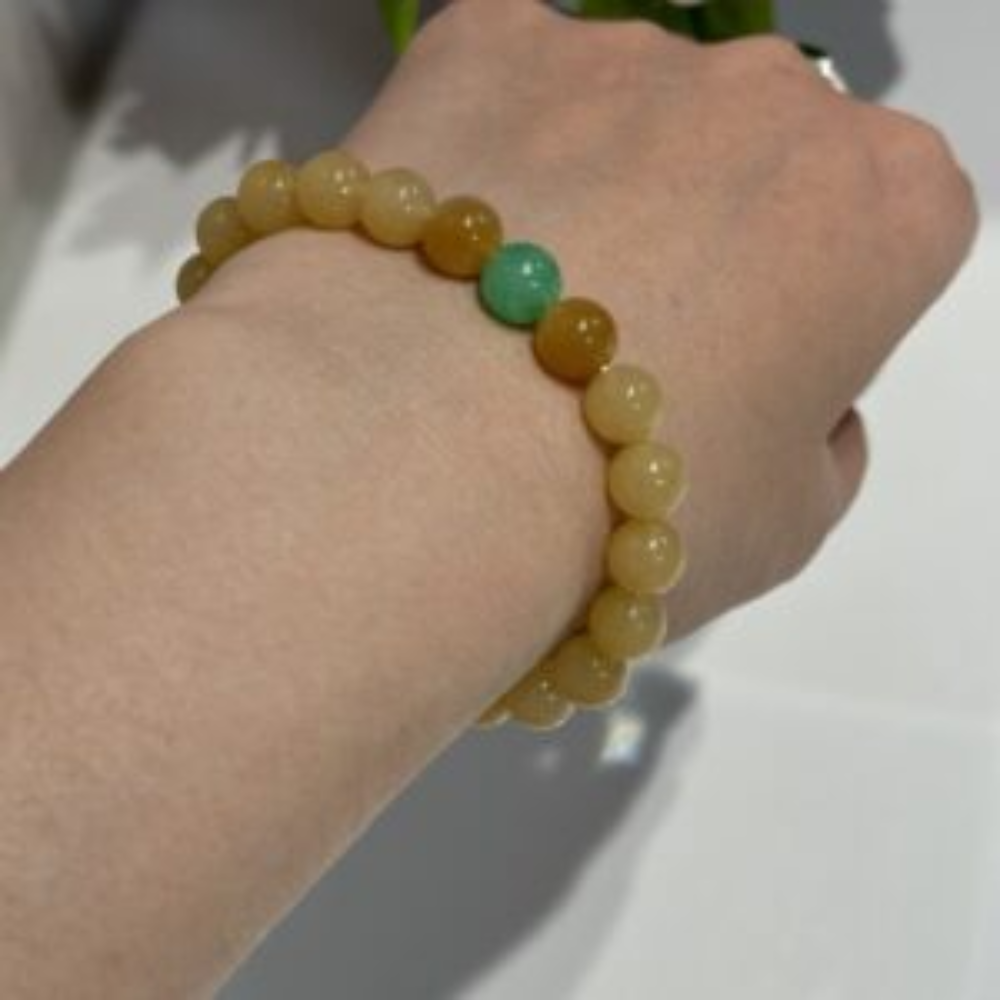 Icy Yellow Round Bead Jadeite Bracelet view 3