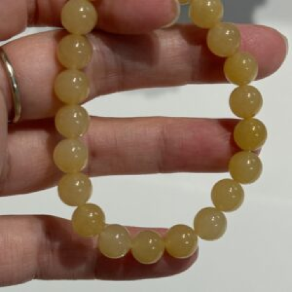 Icy Yellow Round Bead Jadeite Bracelet view 4