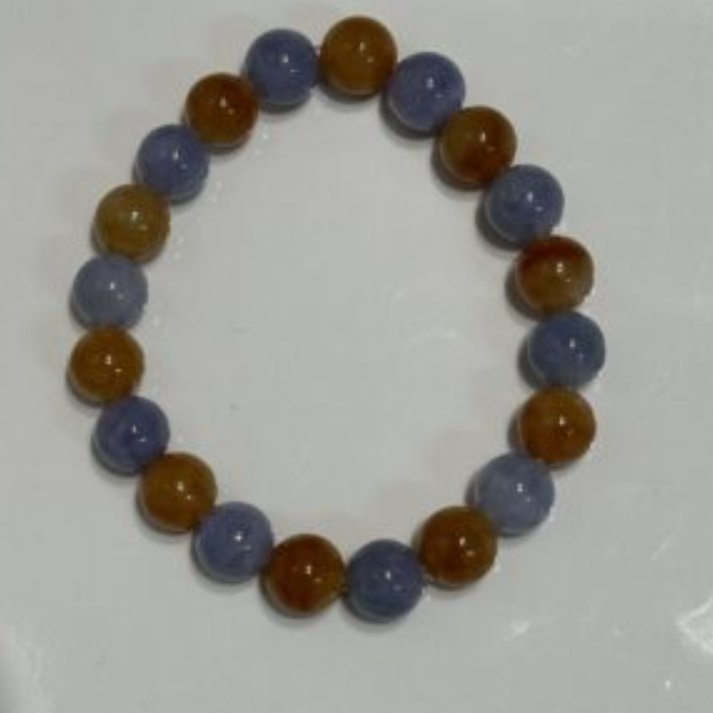 Purple-Yellow Round Bead Jadeite Bracelet view 2