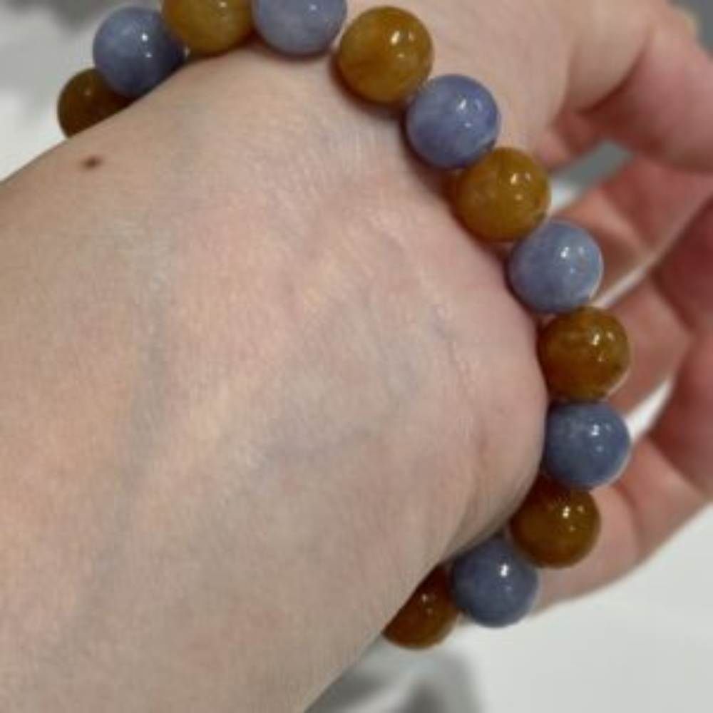 Purple-Yellow Round Bead Jadeite Bracelet view 3