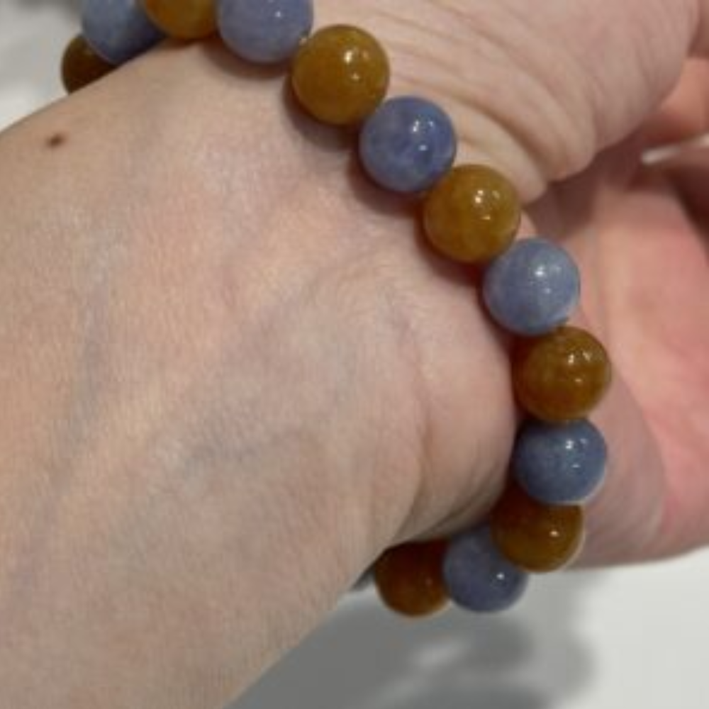 Purple-Yellow Round Bead Jadeite Bracelet view 5