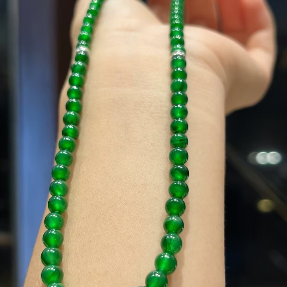 Vintage Imperial Green Jadeite Collarbone Chain view 1