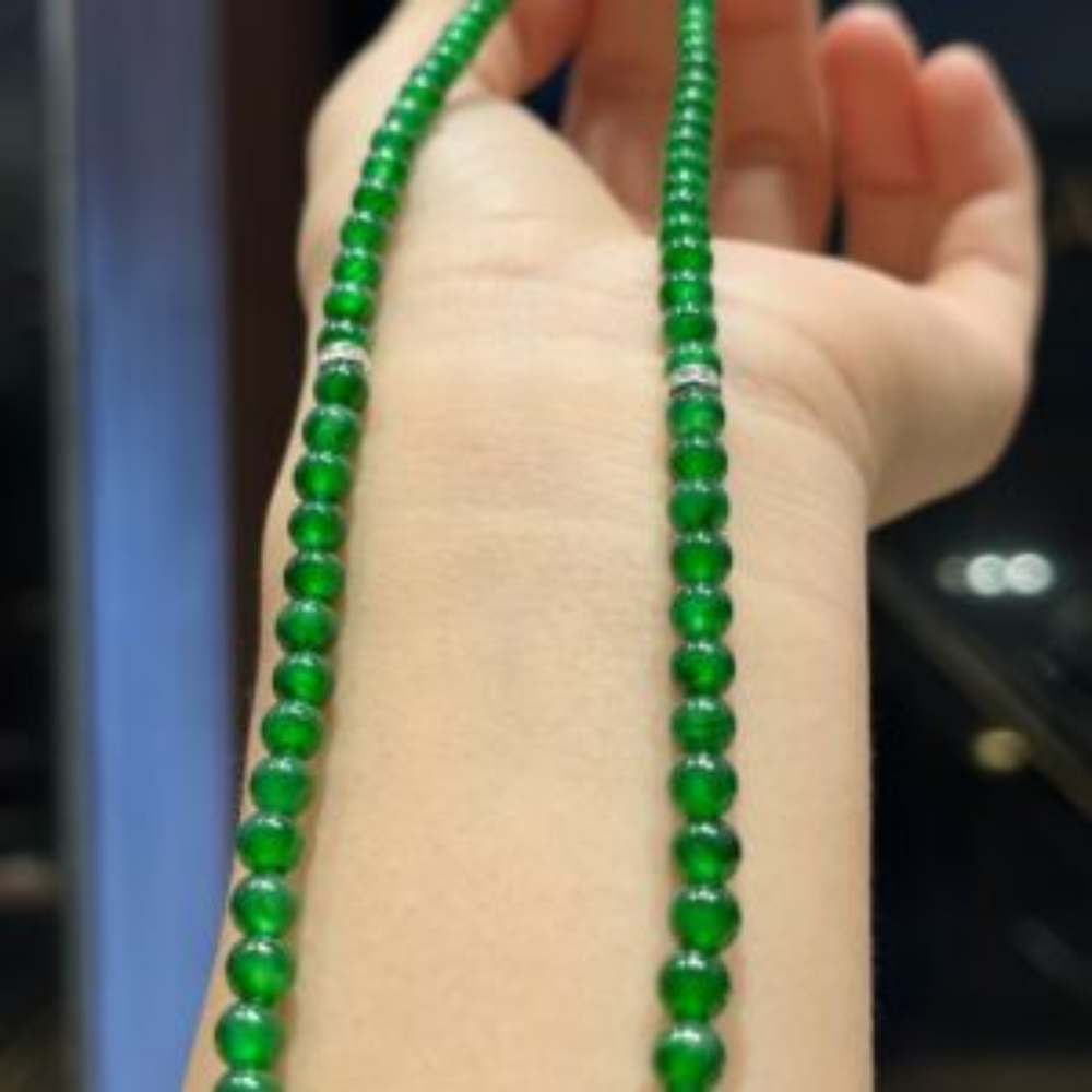 Vintage Imperial Green Jadeite Collarbone Chain view 2