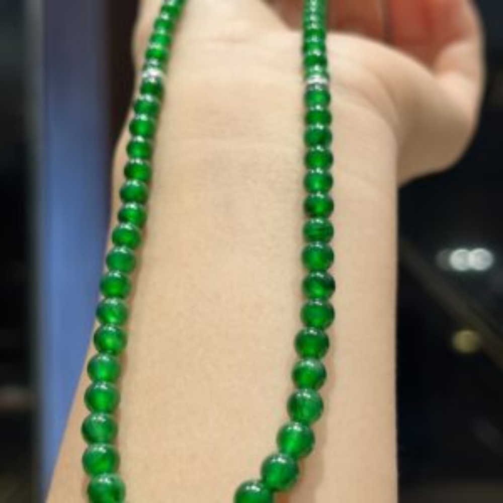 Vintage Imperial Green Jadeite Collarbone Chain view 3