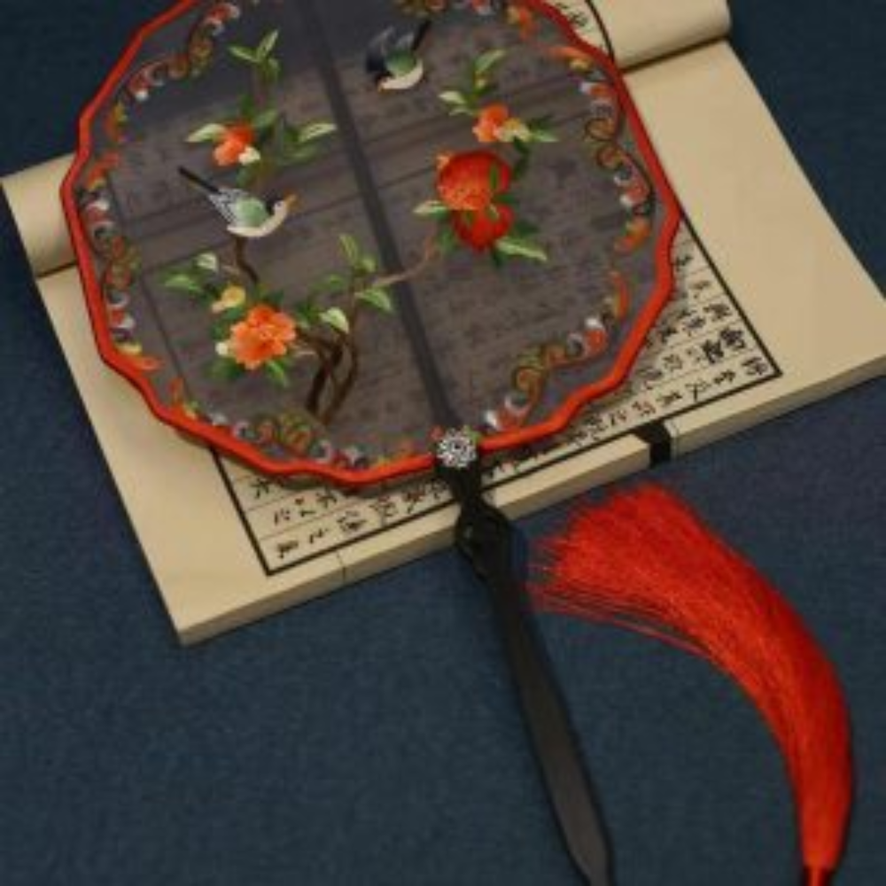 Handcrafted Silk Thread Embroidered Fan view 11