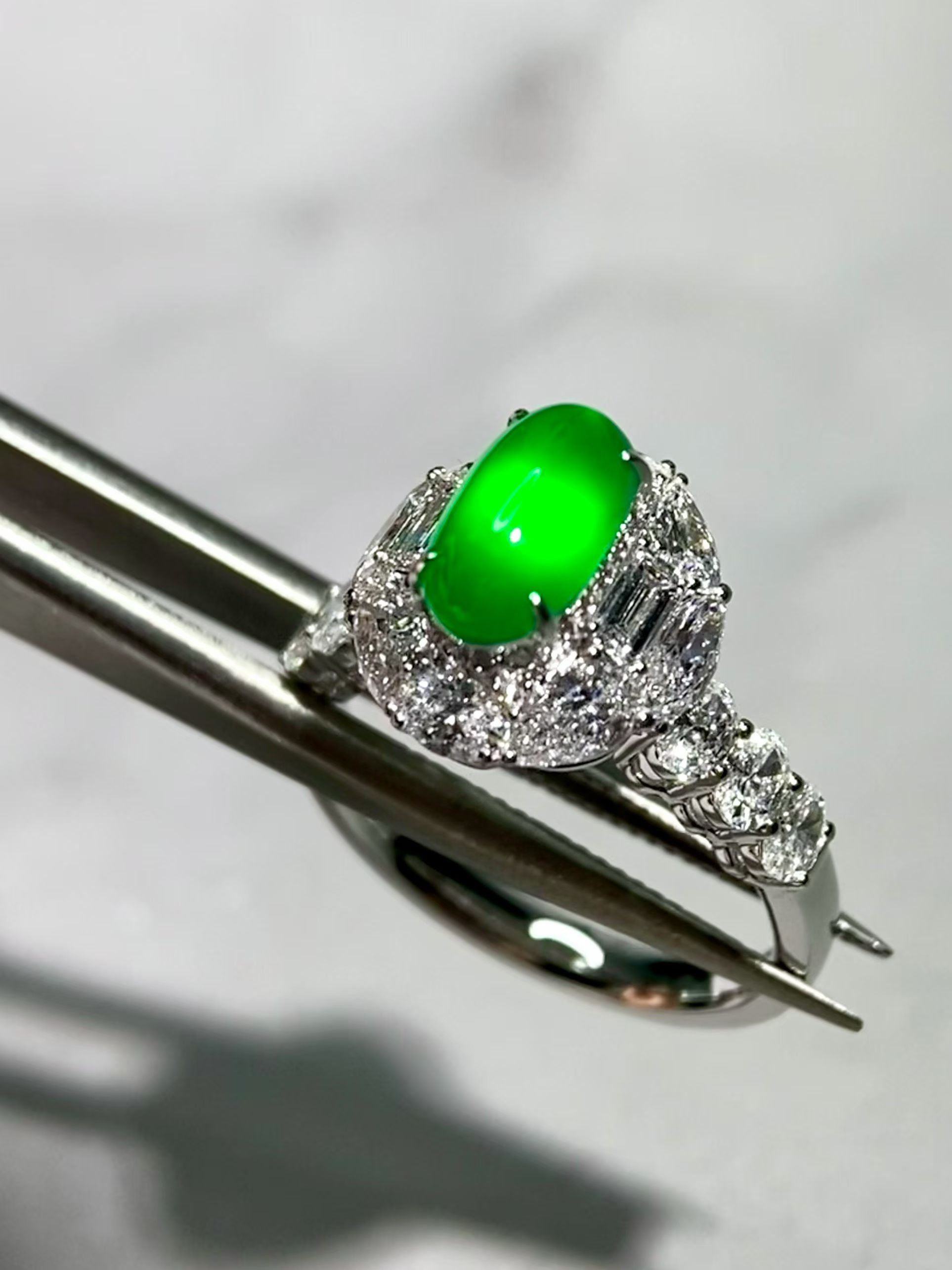 Imperial Green Long Shi Jadeite Ring