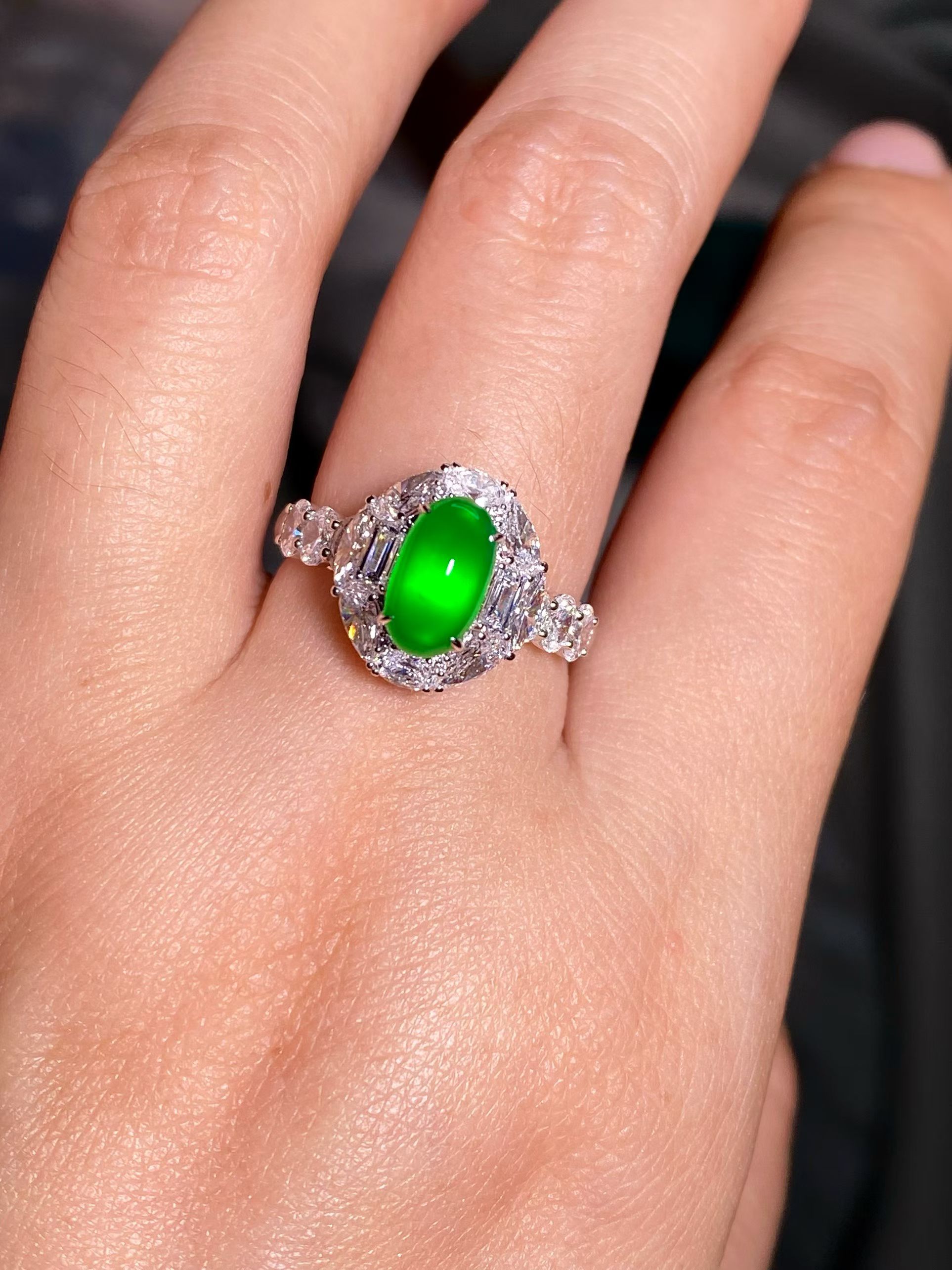 Imperial Green Long Shi Zhong Jadeite Ring view 5
