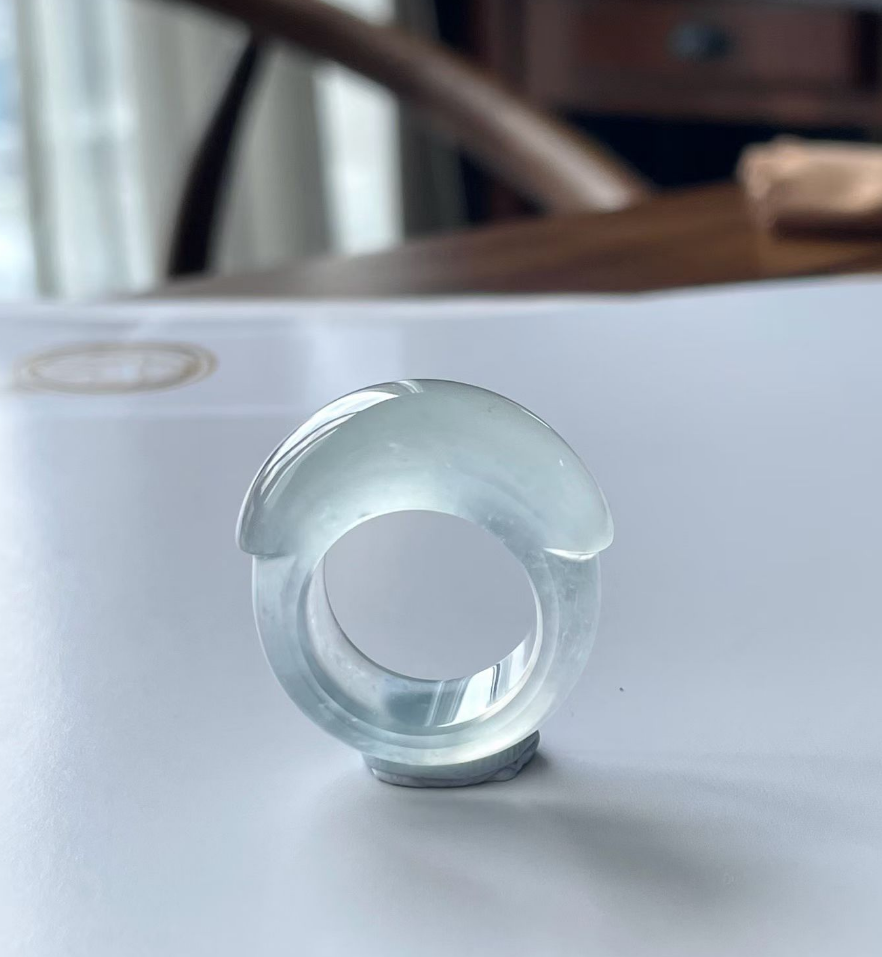 Icy Watery Jadeite Band Ring view 4