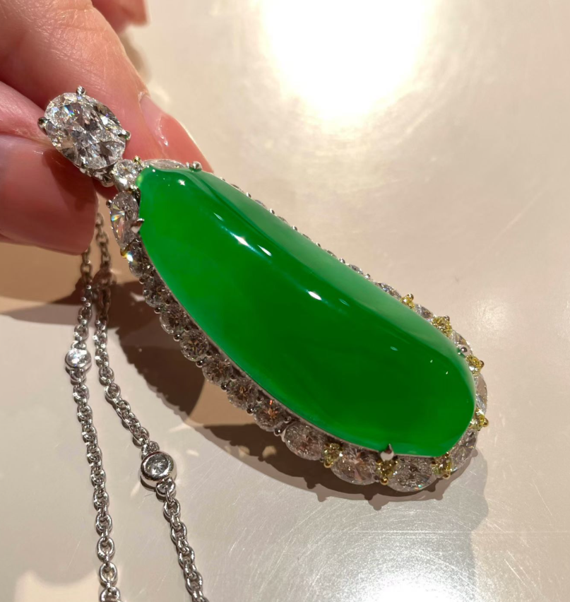 Collector's Green Jadeite Fu Gua (The Chinese Fortune Gourd)
