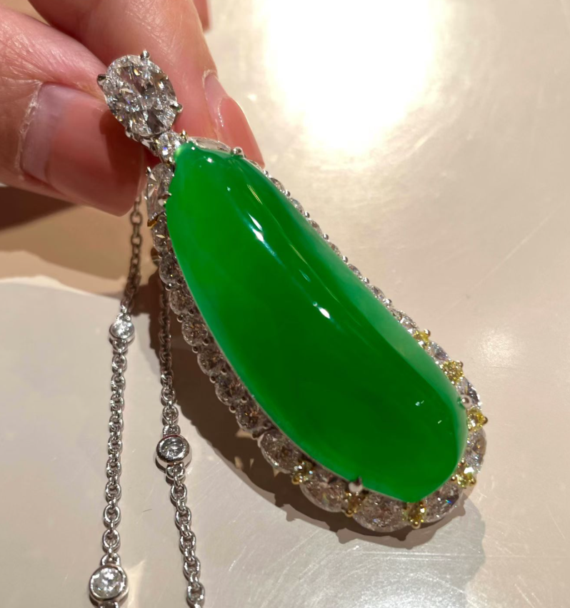 Collector's Green Jadeite Fu Gua (The Chinese Fortune Gourd) view 1
