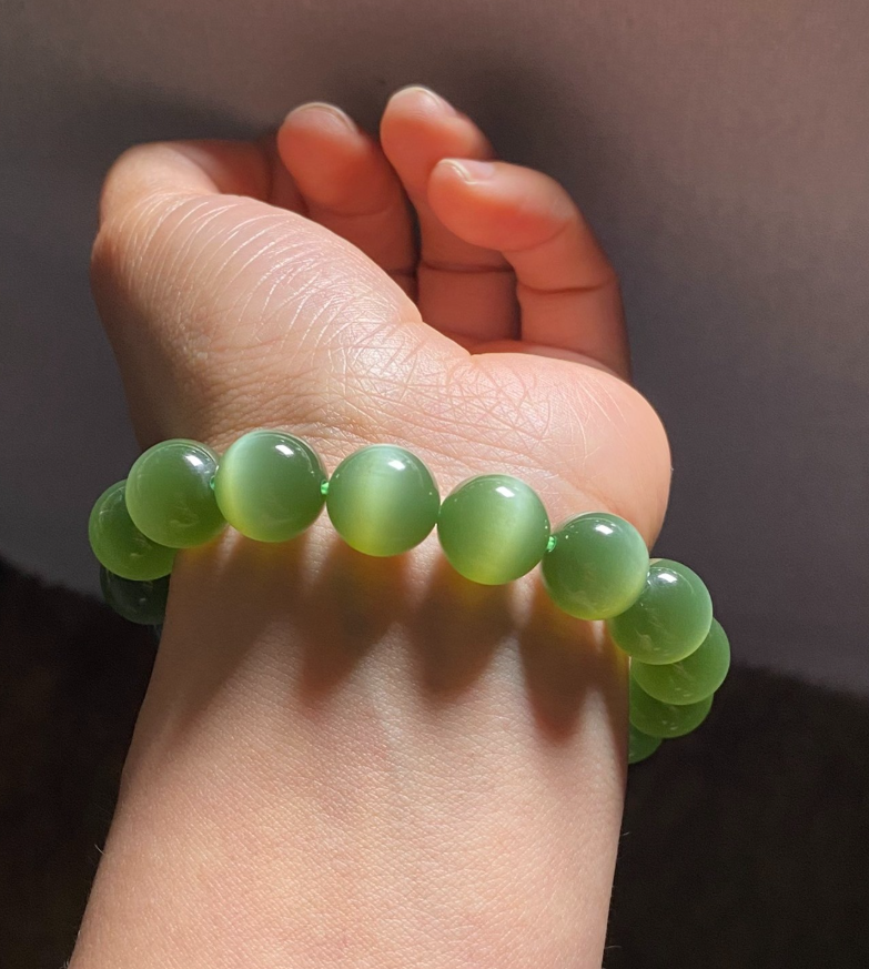 Fen Qing Cat's Eye Nephrite Harmony Bead Bracelet (12mm) view 3