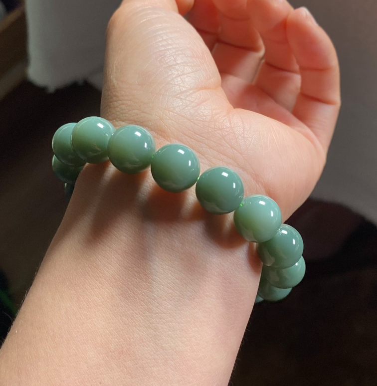 High Porcelain Blue Nephrite Harmony Bead Bracelet (12mm) view 3