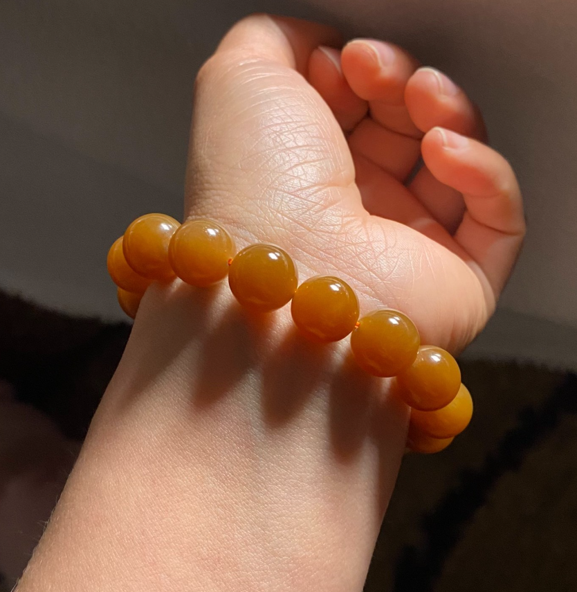 Hong Tang (Red Sugar) Nephrite Harmony Bead Bracelet (12mm) view 5