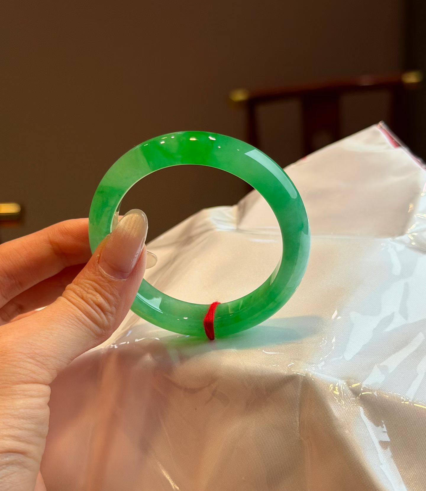 Full Yang Green Jadeite Bangle (Classic Flat, 55mm) view 2