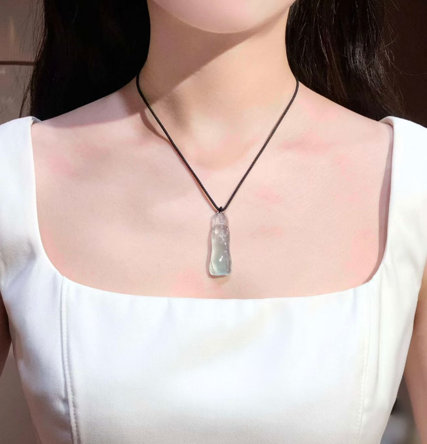 High Icy Jadeite Guanyin Pendant view 5