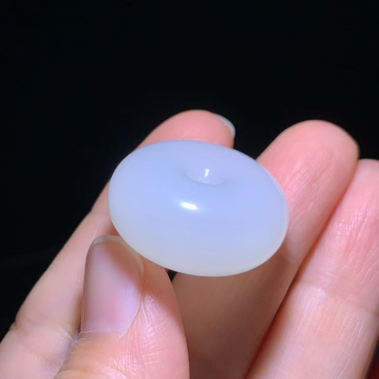 Classic White Nephrite Jade Ping An Kou Pendant view 2