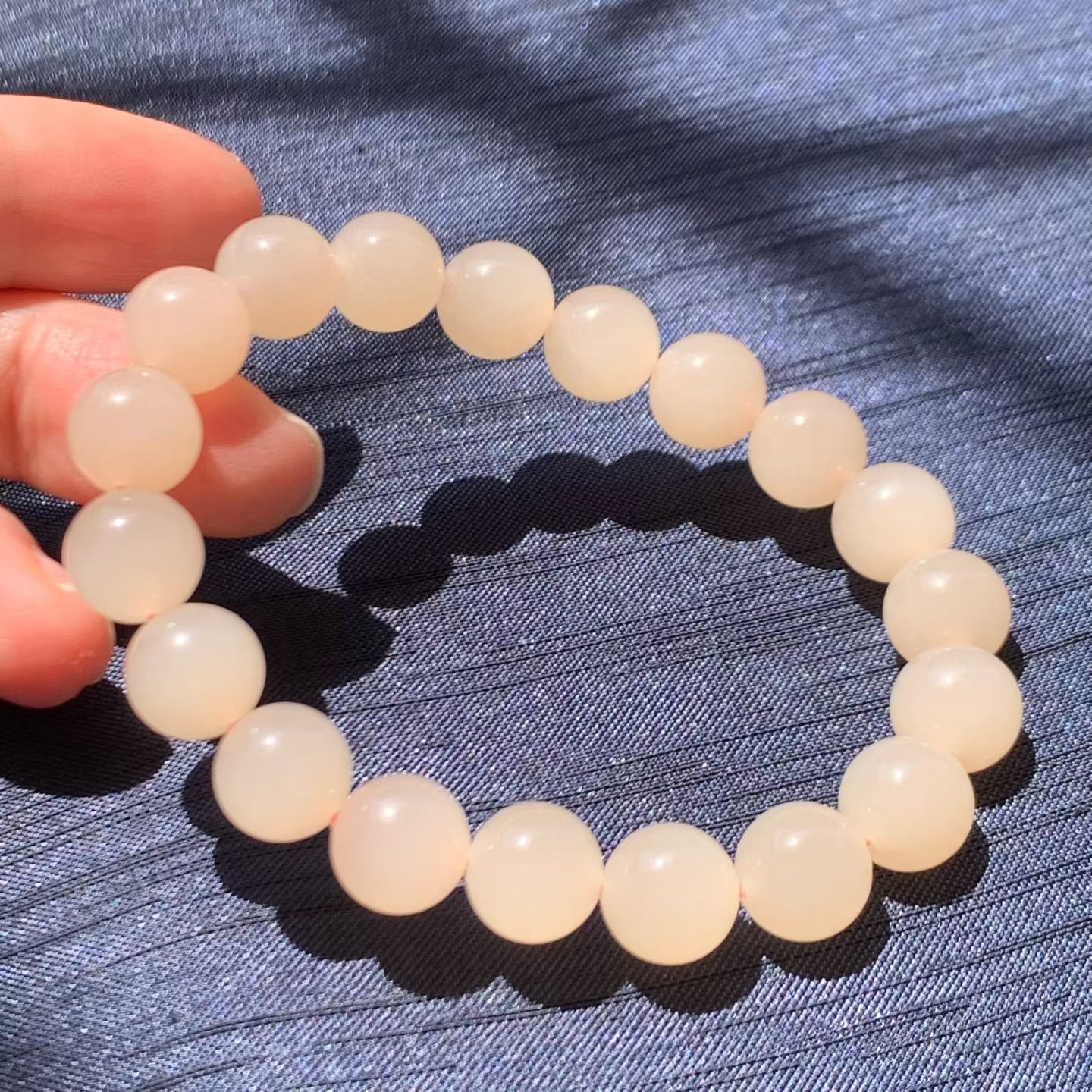 Qinghai "Lotus Pink" Nephrite Jade Bead Bracelet (10mm)