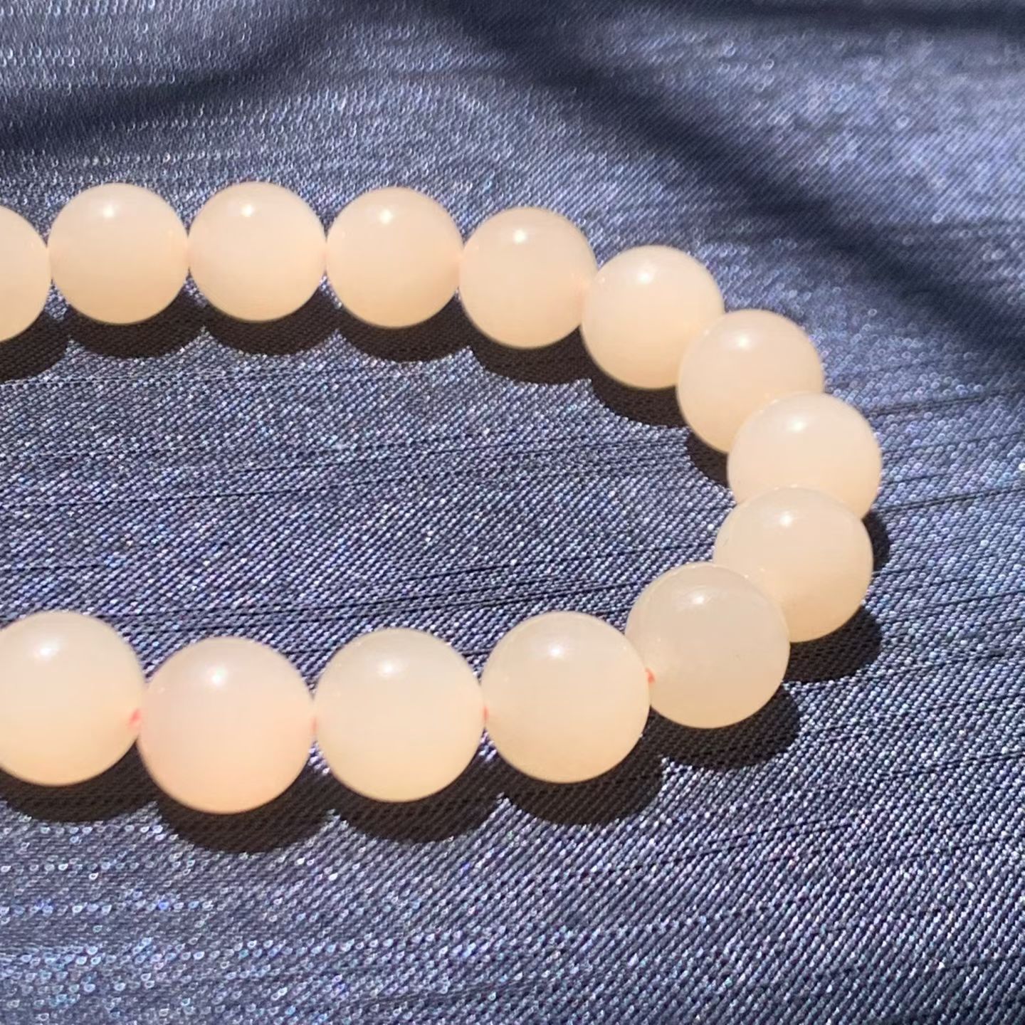 Qinghai "Lotus Pink" Nephrite Jade Bead Bracelet (10mm) view 3