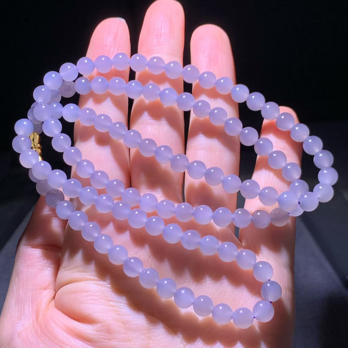 Yanzi (Smoky Lavender) Qinghai Nephrite Jade 108-Bead Necklace (6mm) view 2