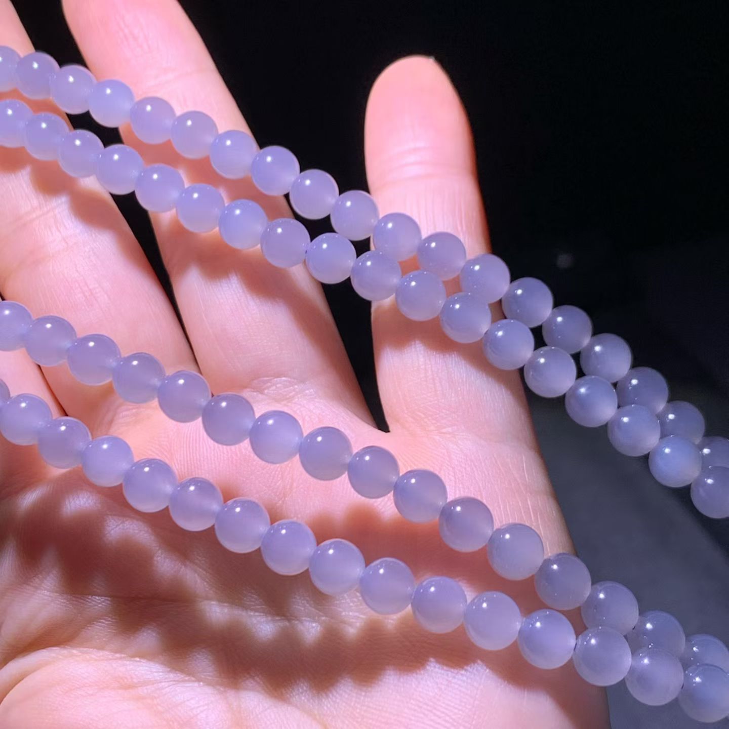 Yanzi (Smoky Lavender) Qinghai Nephrite Jade 108-Bead Necklace (6mm) view 4