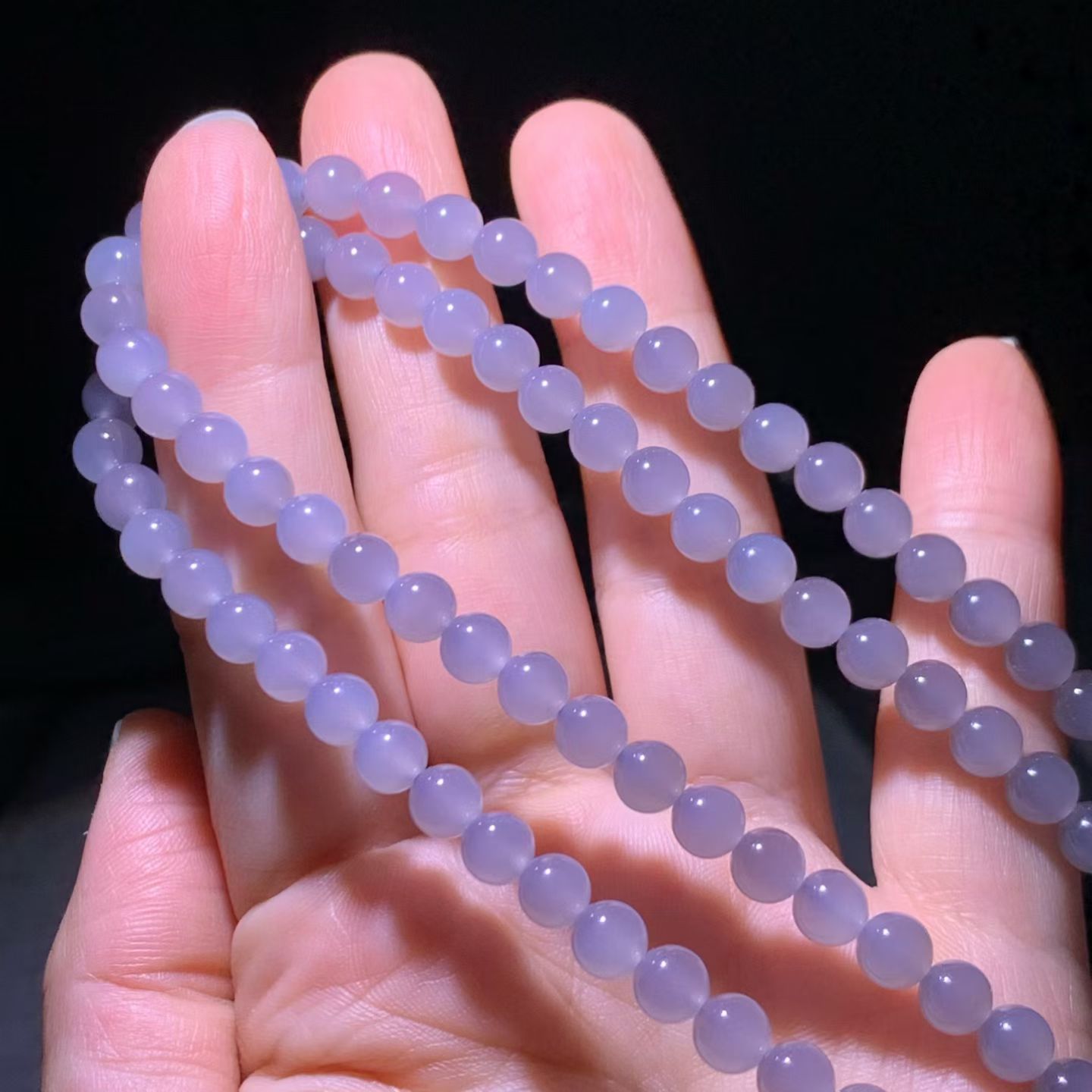 Yanzi (Smoky Lavender) Qinghai Nephrite Jade 108-Bead Necklace (6mm) view 6