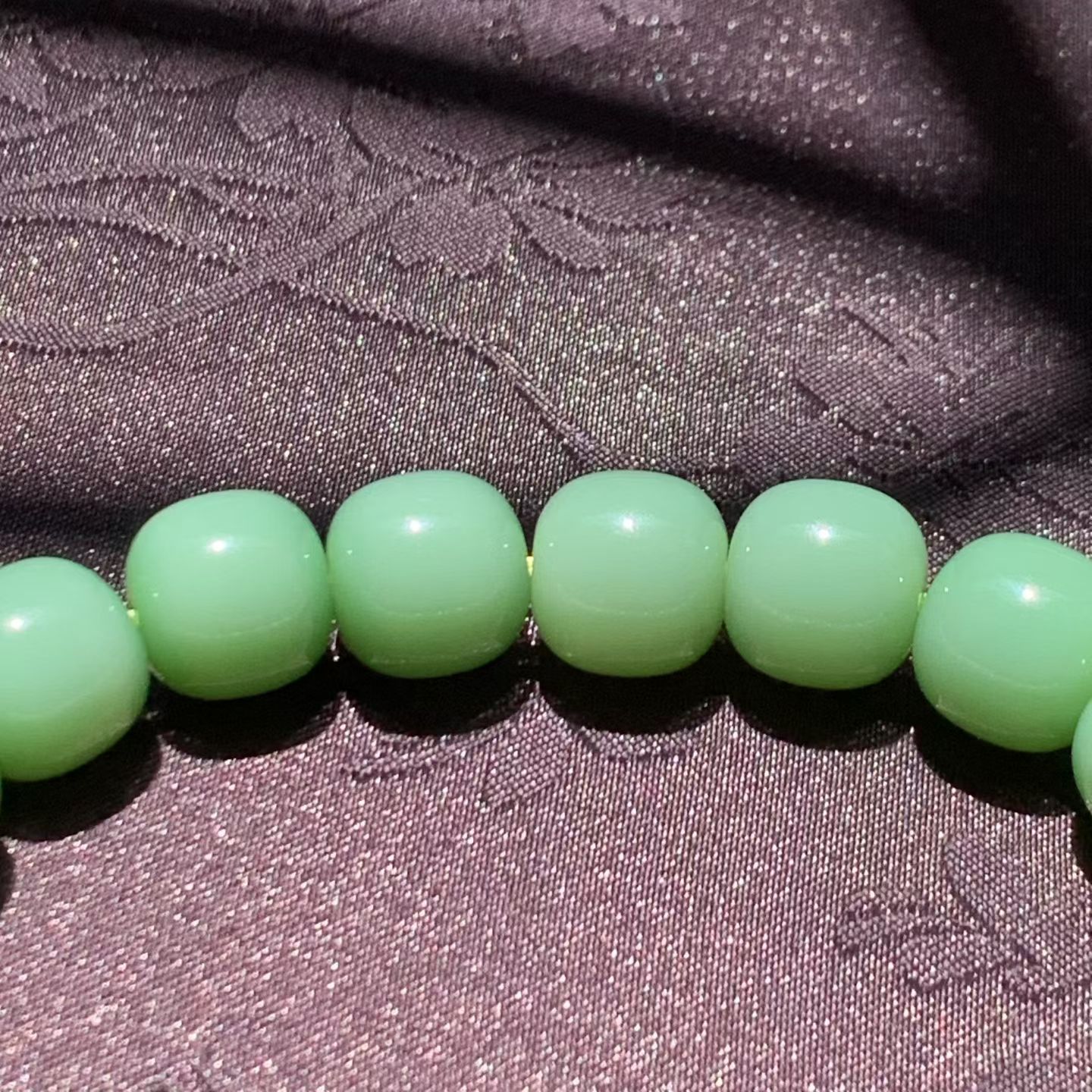 Rosy Green Meaty-Base Nephrite Jade Bead Bracelet (12mm) view 8
