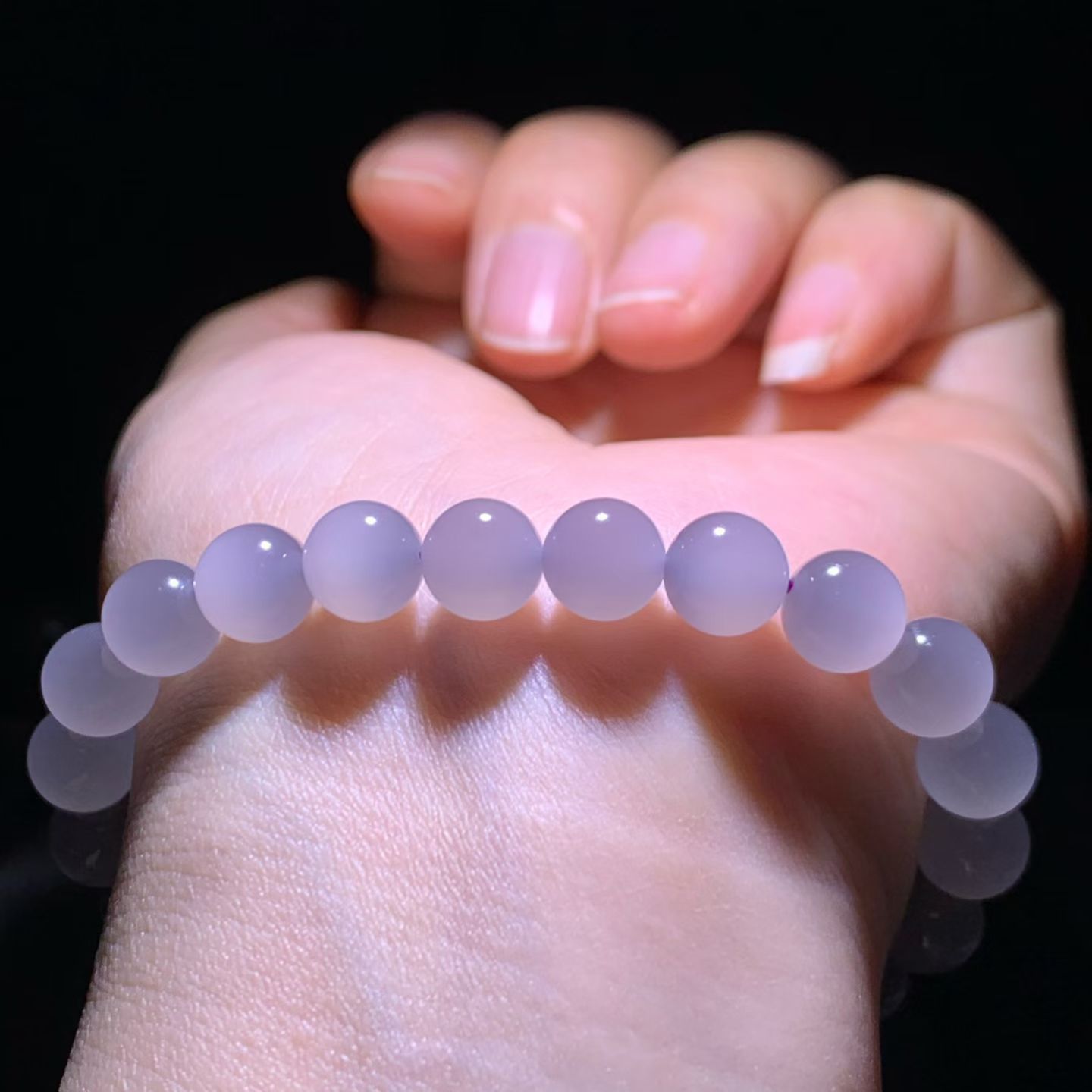 Smoky Lavender Qinghai Nephrite Jade Bracelet (8mm) view 1