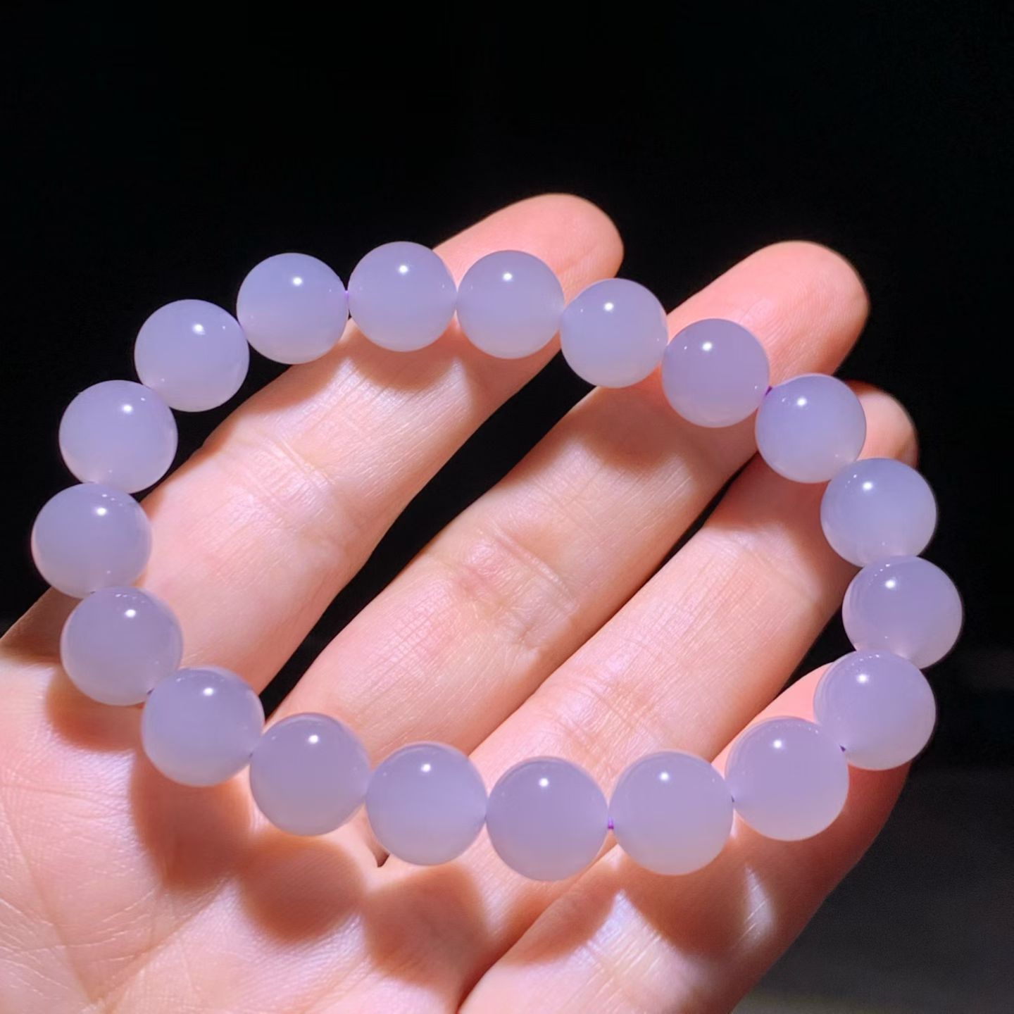 Smoky Lavender Qinghai Nephrite Jade Bracelet (8mm) view 4