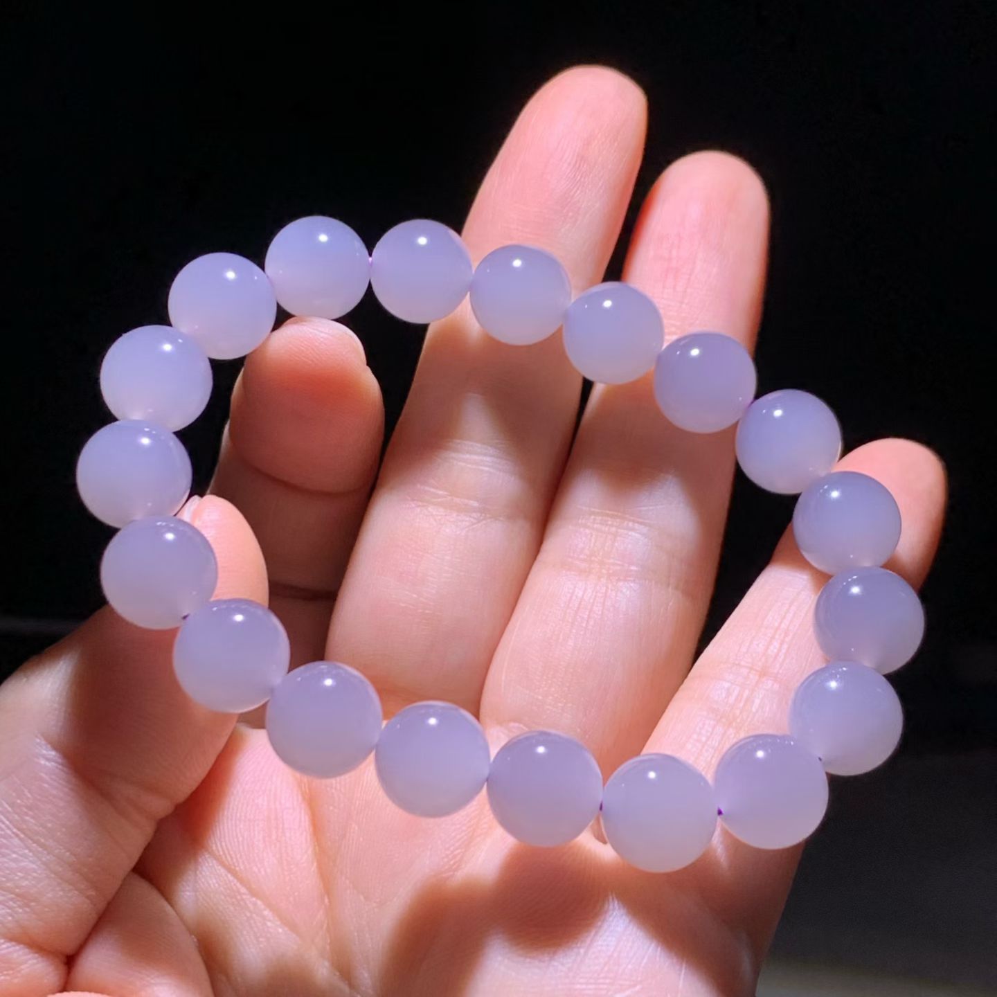 Smoky Lavender Qinghai Nephrite Jade Bracelet (8mm) view 6