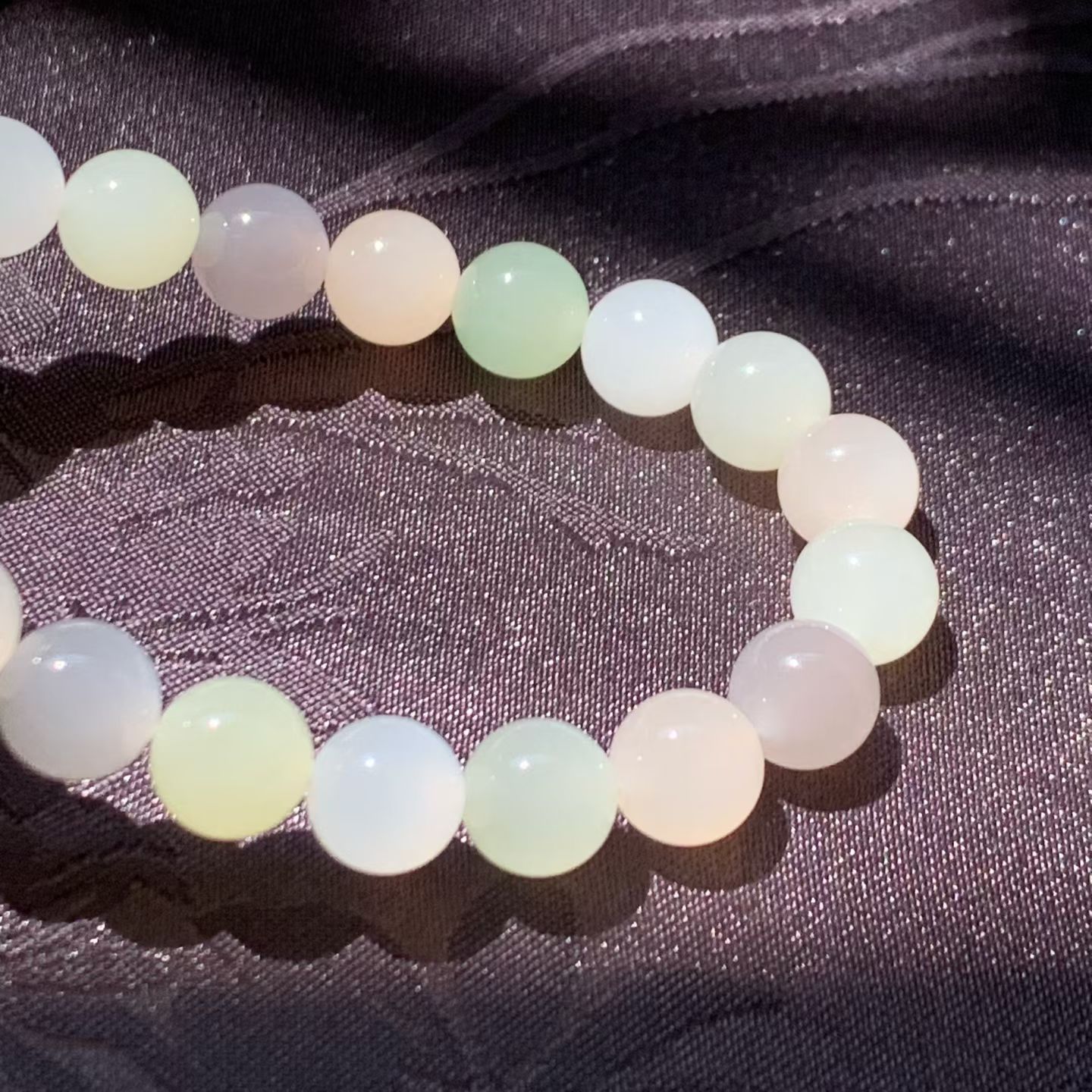 Pastel Multicolor Qinghai Nephrite Jade Bracelet (8mm) view 2