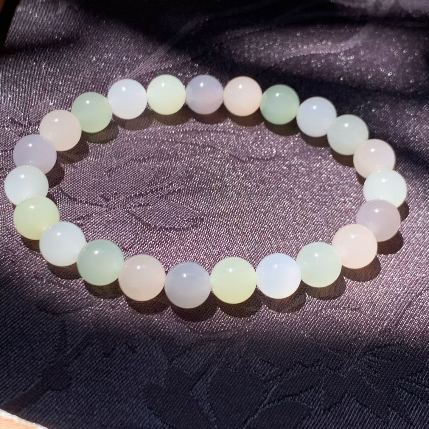 Pastel Multicolor Qinghai Nephrite Jade Bracelet (8mm) view 4