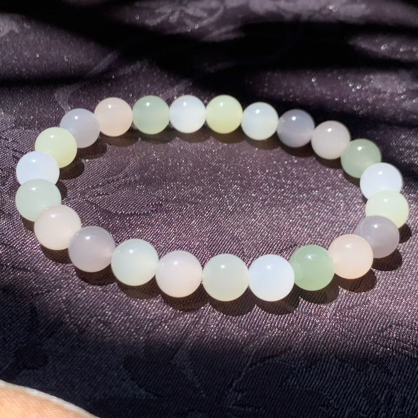 Pastel Multicolor Qinghai Nephrite Jade Bracelet (8mm) view 5