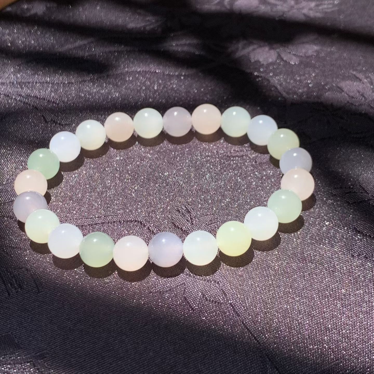 Pastel Multicolor Qinghai Nephrite Jade Bracelet (8mm) view 6