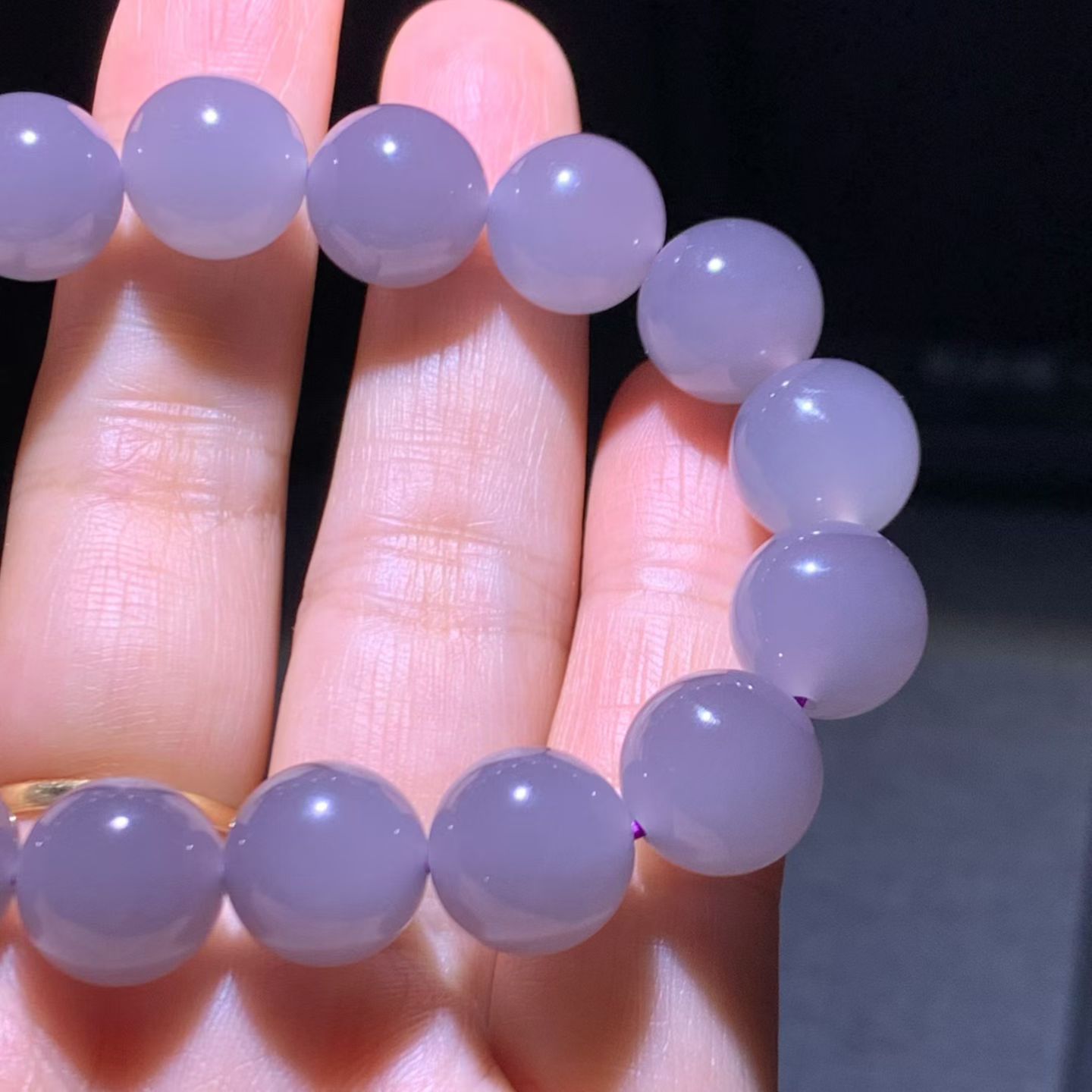 Smoky Lavender Qinghai Nephrite Jade Bead Bracelet (12mm) view 3