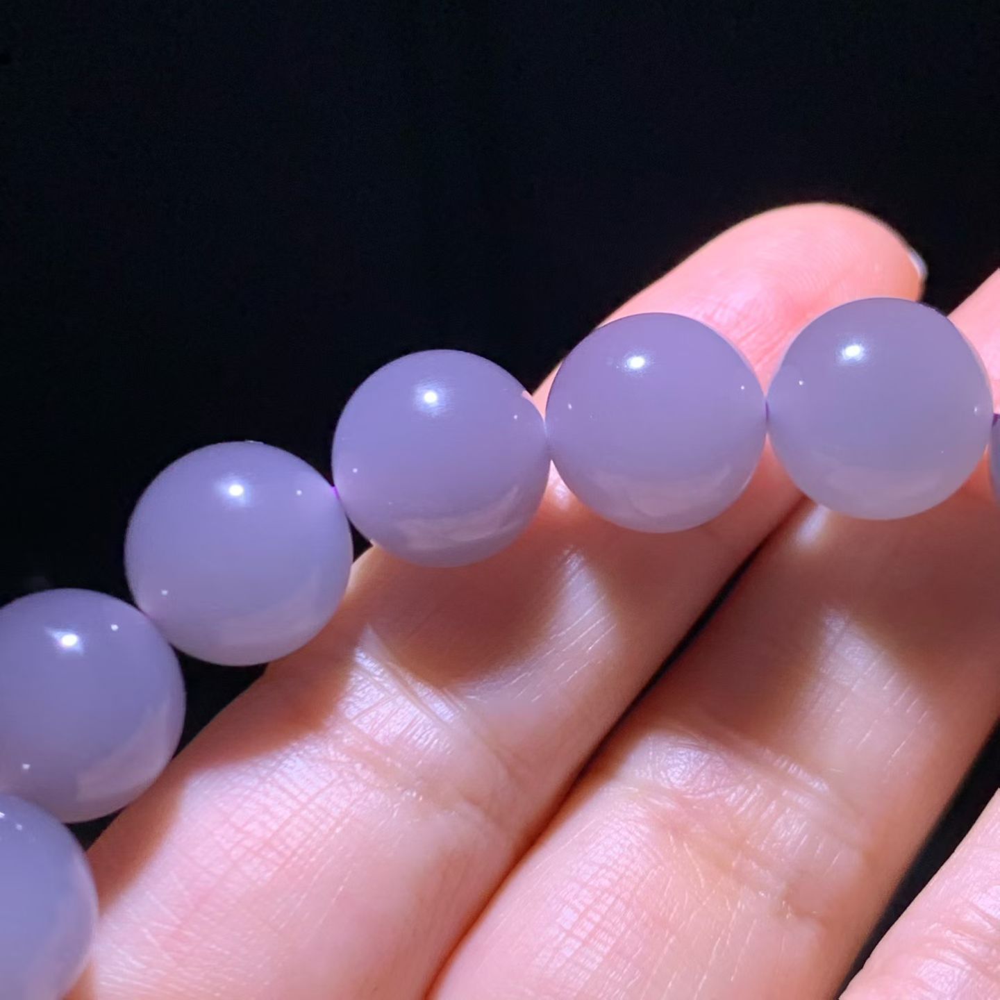 Smoky Lavender Qinghai Nephrite Jade Bead Bracelet (12mm) view 5