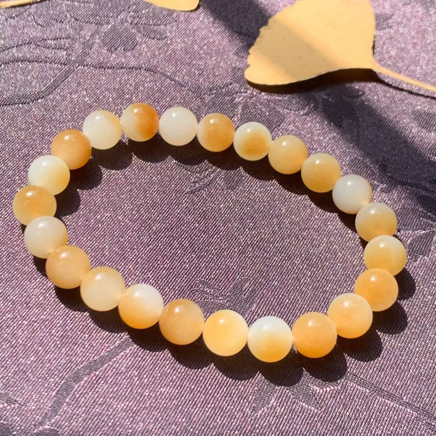 Tang Bai Nephrite Jade "Treasure Basin" Bead Bracelet (10mm)