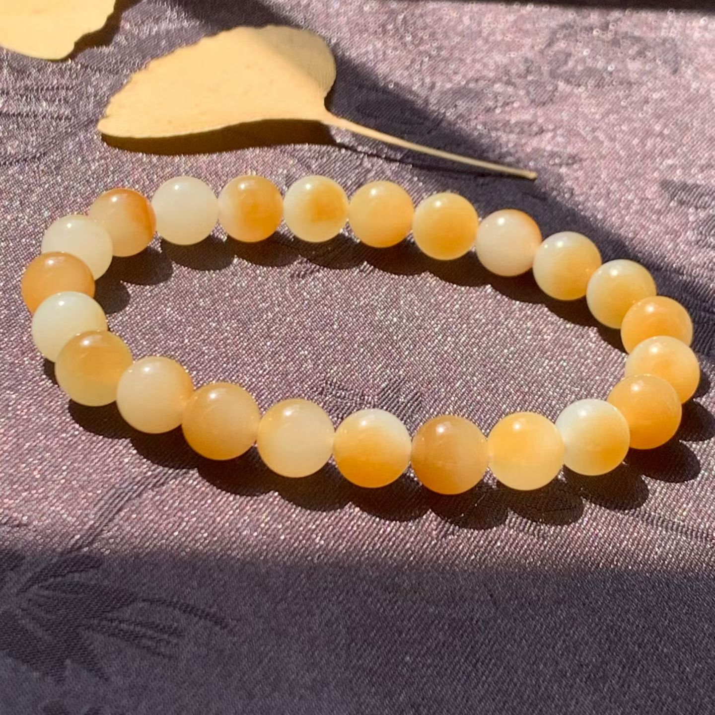 Tang Bai Nephrite Jade "Treasure Basin" Bead Bracelet (10mm) view 2