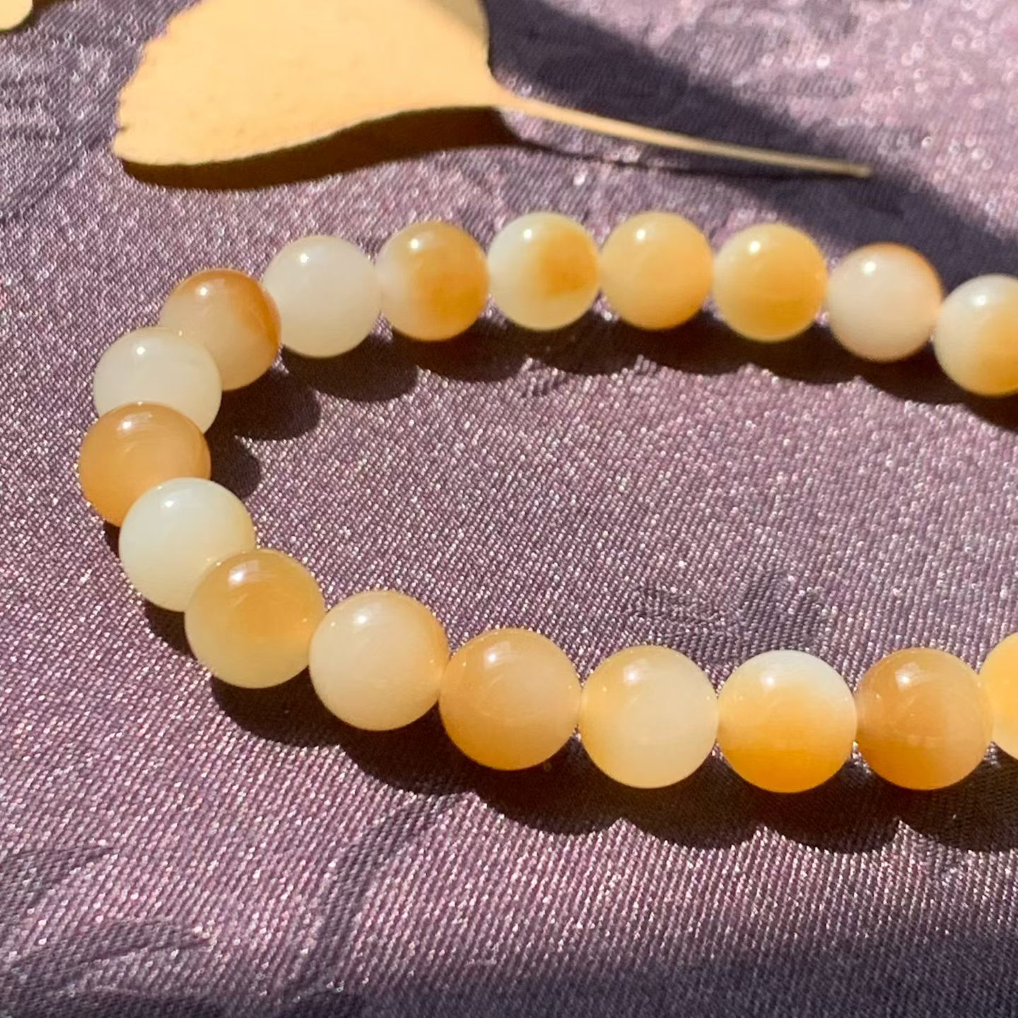 Tang Bai Nephrite Jade "Treasure Basin" Bead Bracelet (10mm) view 4