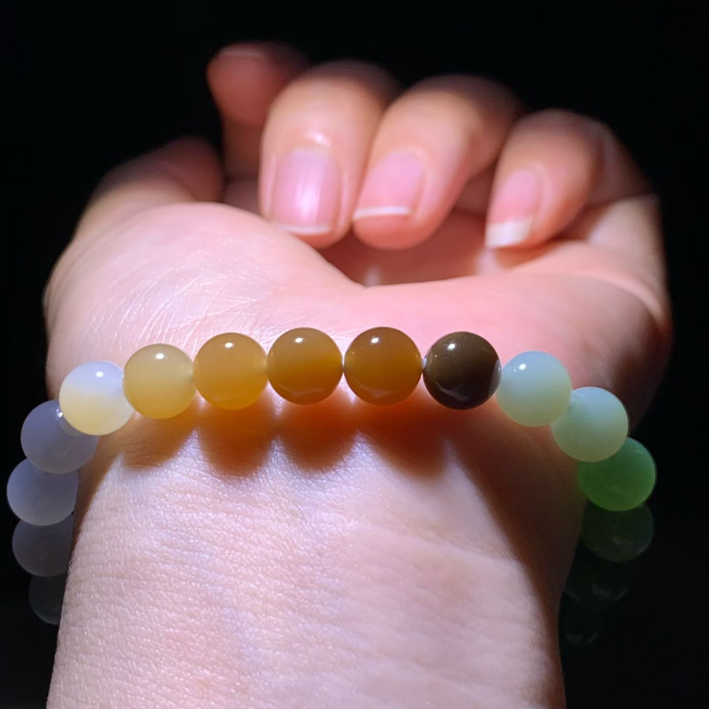 Rainbow Multi-Treasure Nephrite Jade Bead Bracelet (8mm) view 1