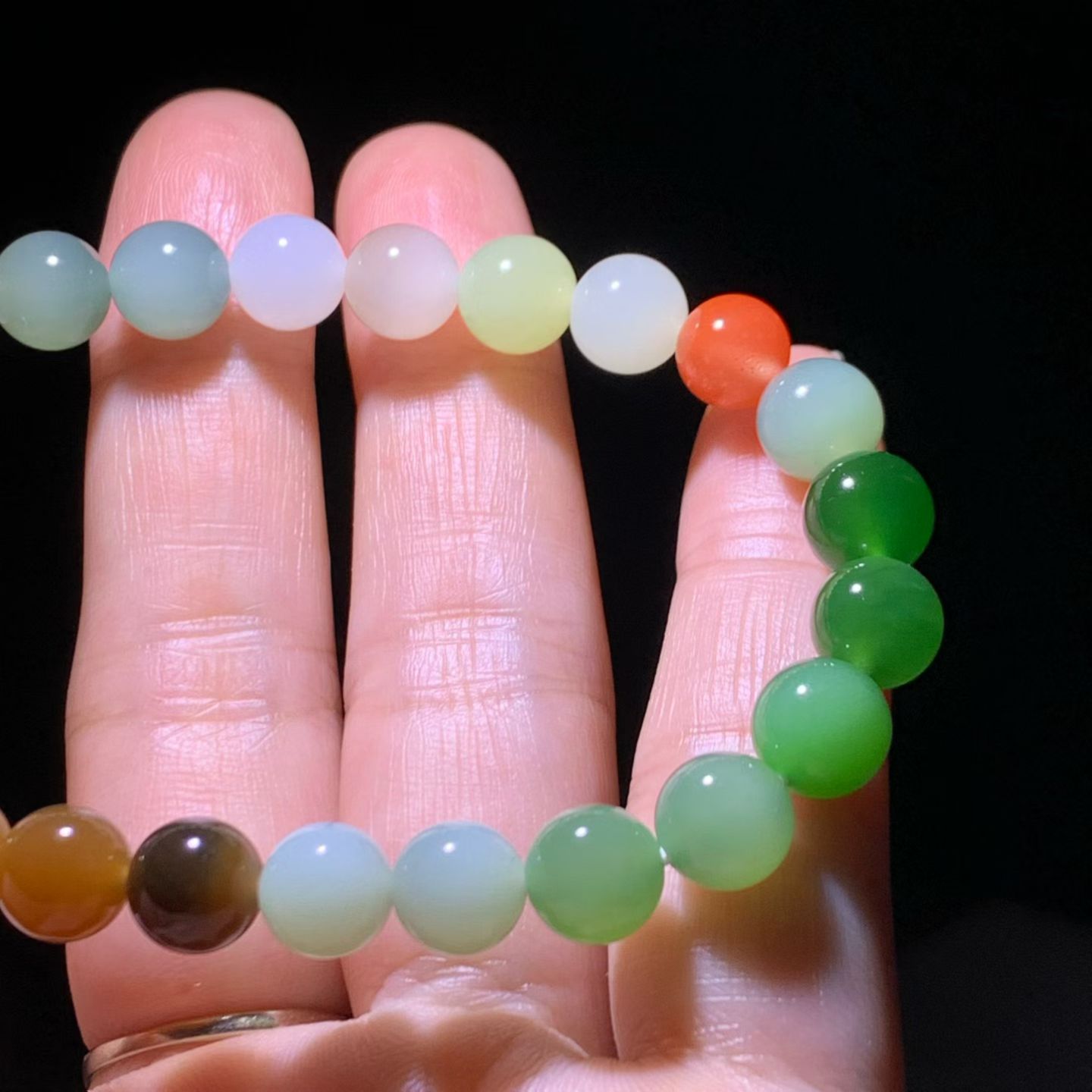 Rainbow Multi-Treasure Nephrite Jade Bead Bracelet (8mm) view 6