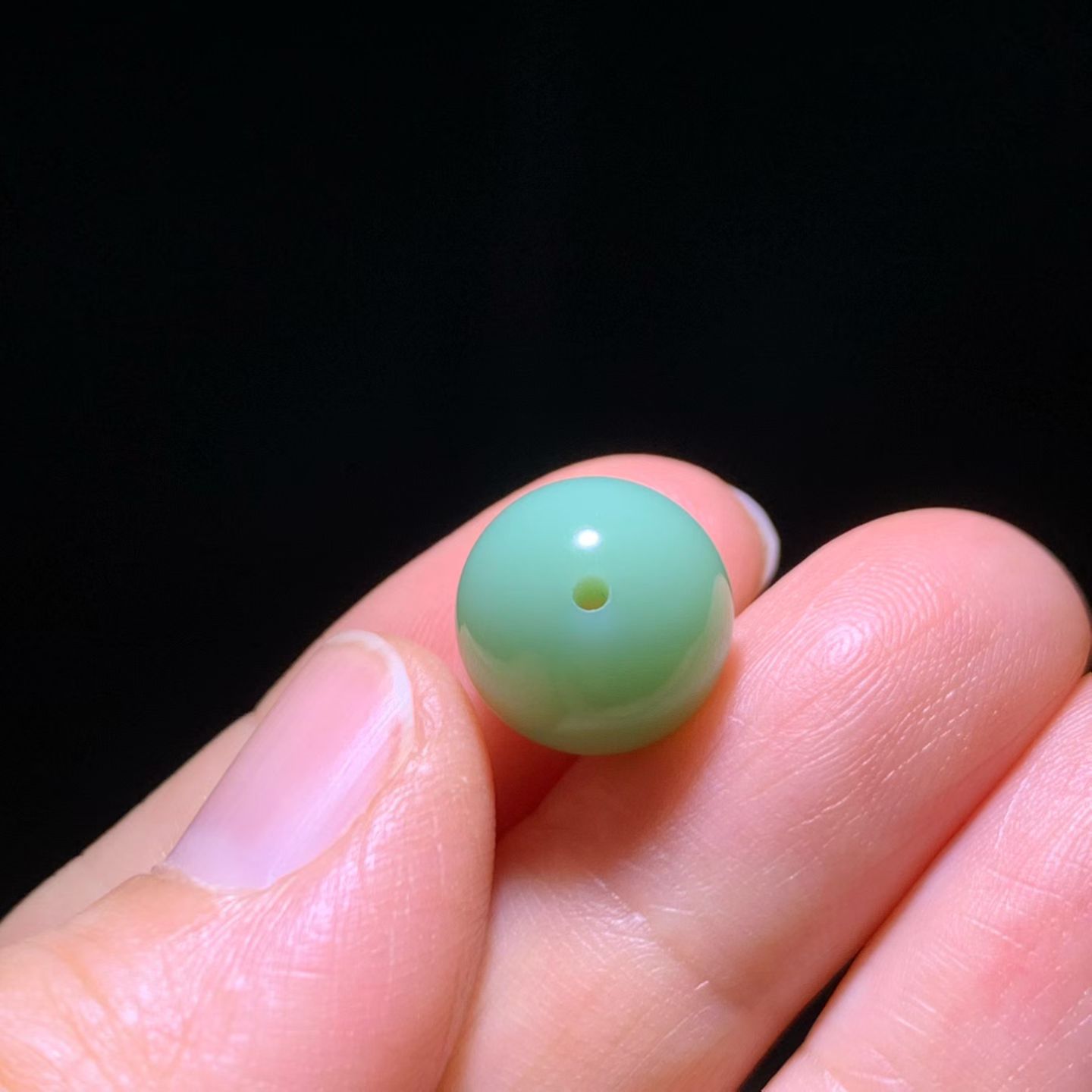 Rosy Green (粉绿) Nephrite Jade Journey Bead (12mm) view 2