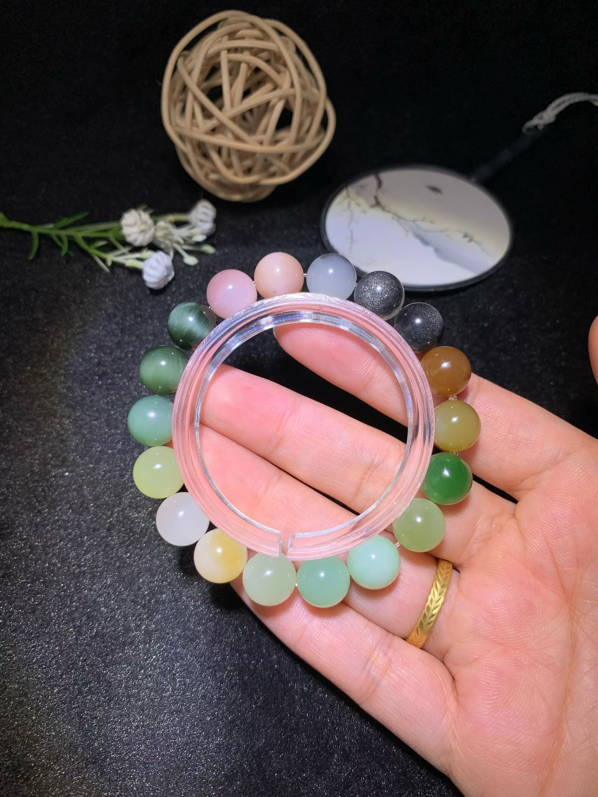 Xinjiang Nephrite Collector's Spectrum Bead Bracelet (12mm)