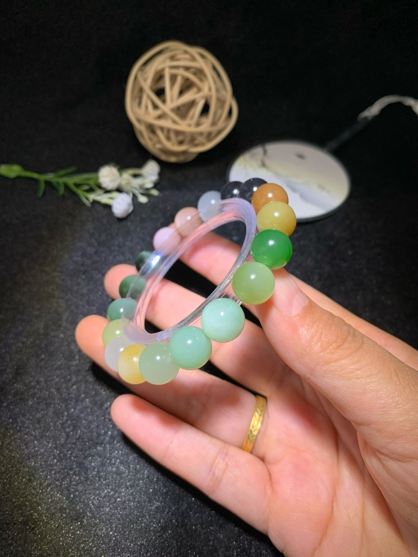 Xinjiang Nephrite Collector's Spectrum Bead Bracelet (12mm) view 1