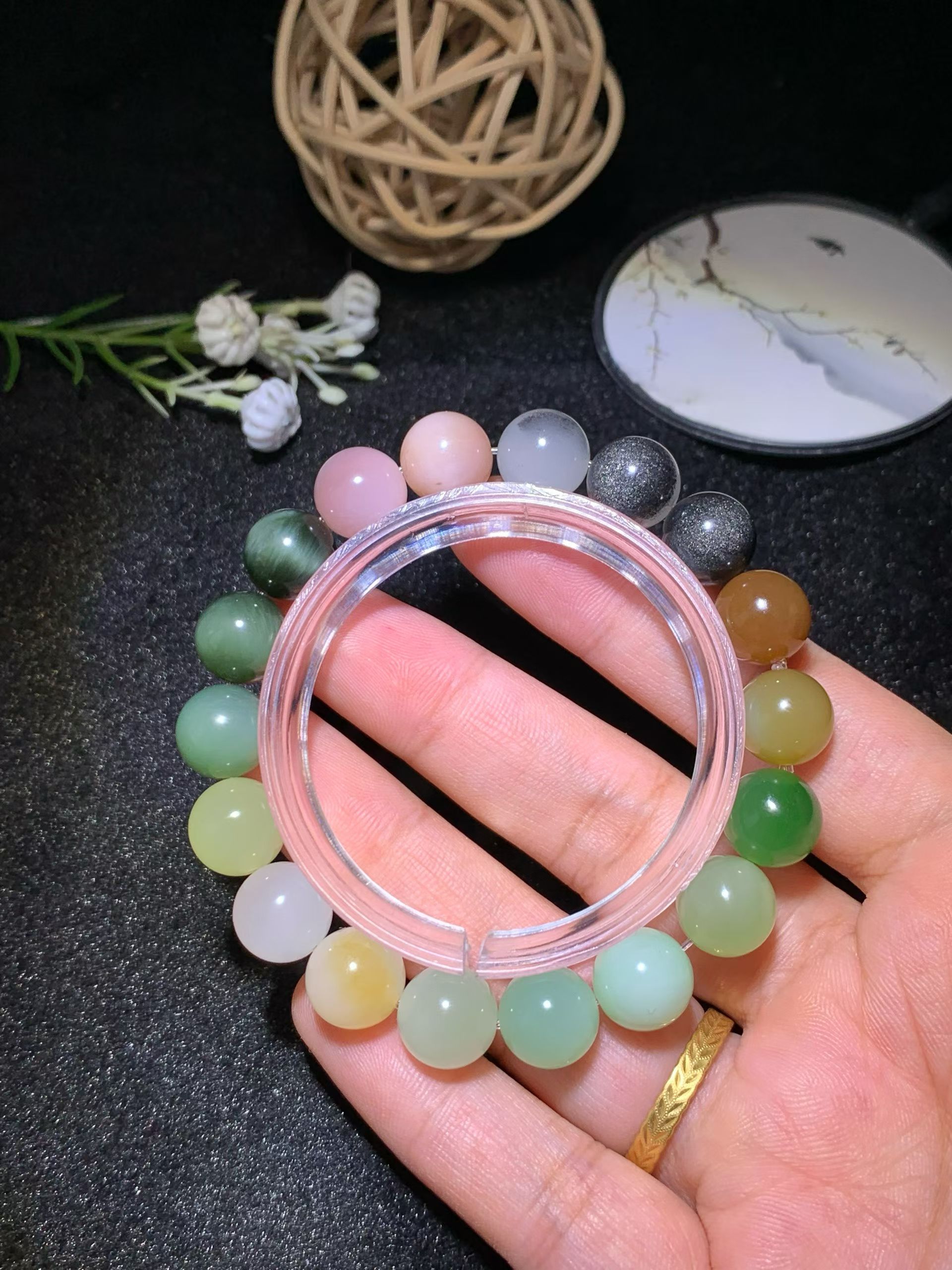 Xinjiang Nephrite Collector's Spectrum Bead Bracelet (12mm) view 3