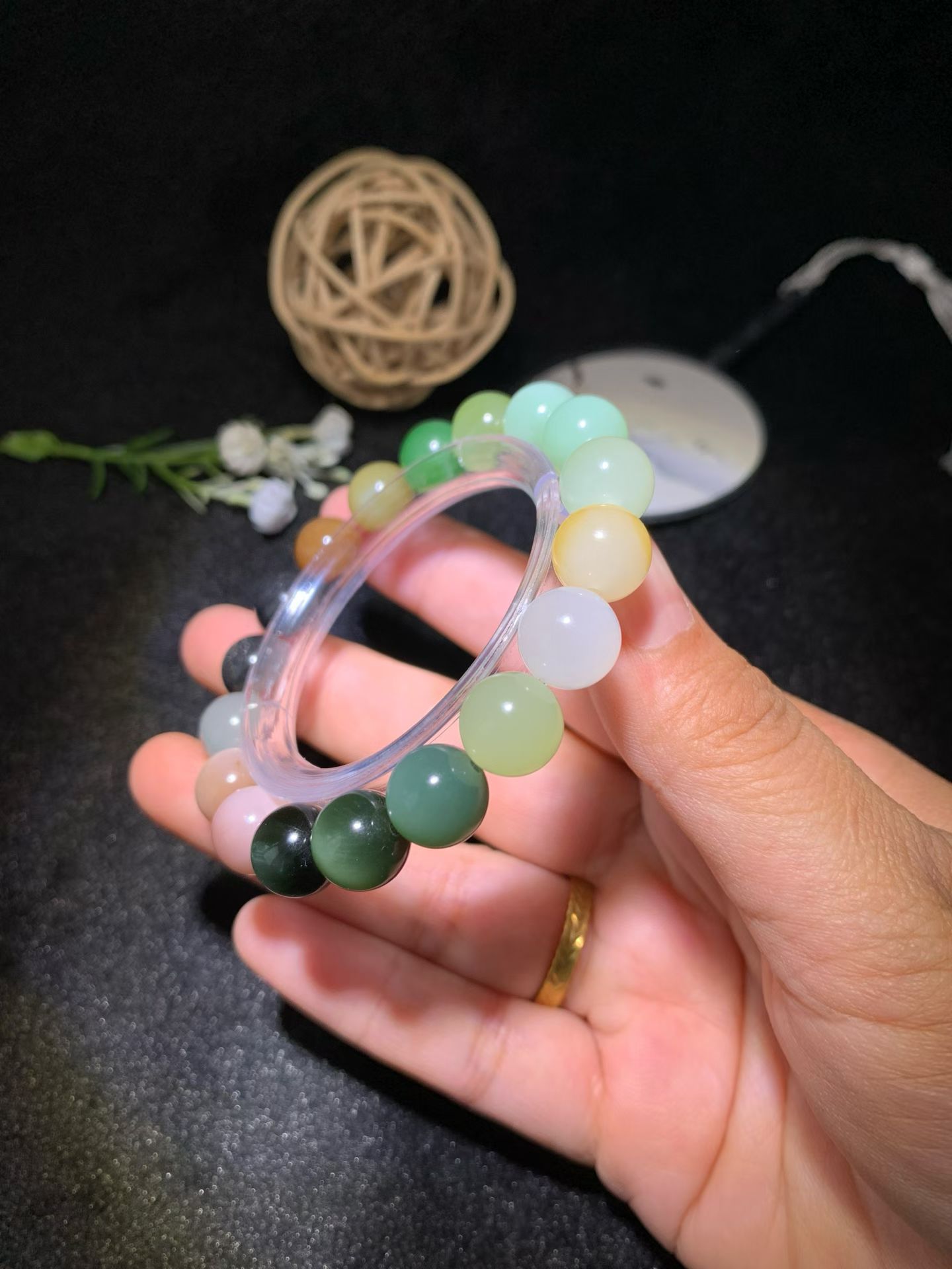 Xinjiang Nephrite Collector's Spectrum Bead Bracelet (12mm) view 4