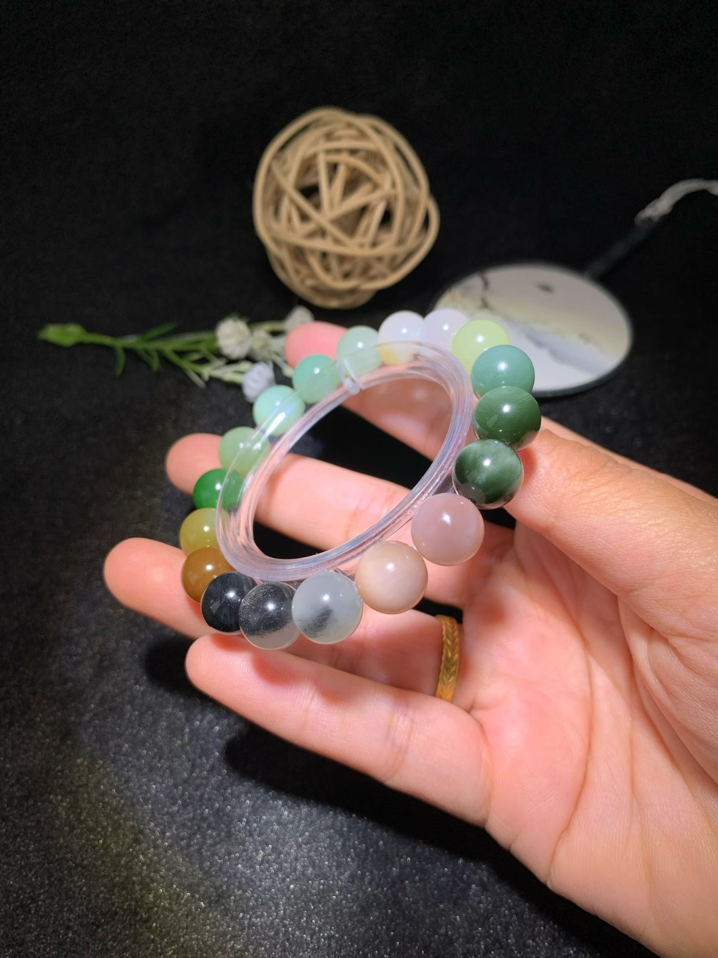 Xinjiang Nephrite Collector's Spectrum Bead Bracelet (12mm) view 6