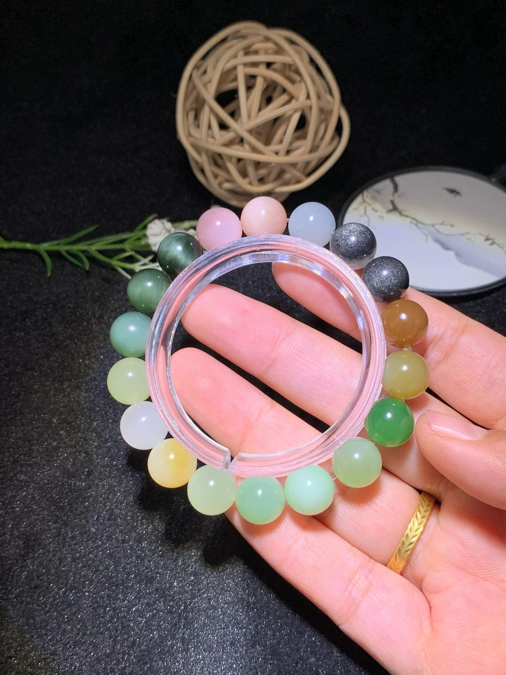 Xinjiang Nephrite Collector's Spectrum Bead Bracelet (12mm) view 7