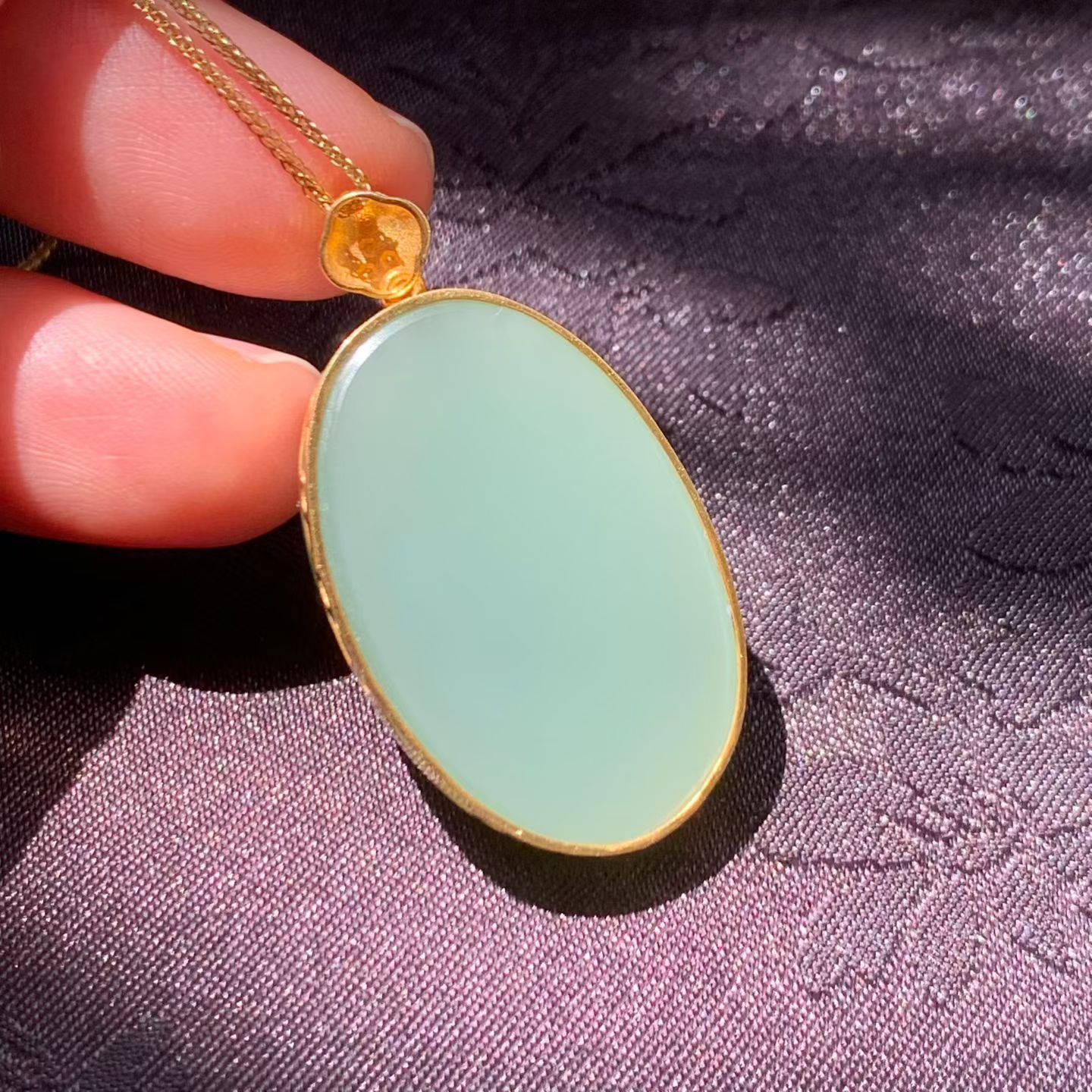 Fenqing (粉青) Nephrite Jade "Ping An Wu Shi" Pendant view 2