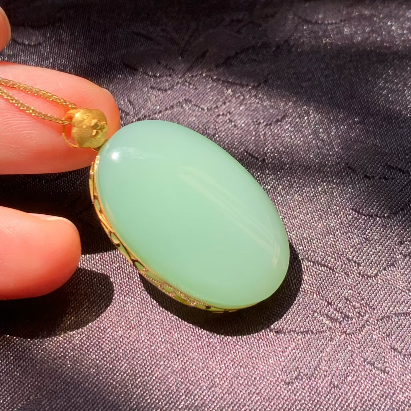 Fenqing (粉青) Nephrite Jade "Ping An Wu Shi" Pendant view 6